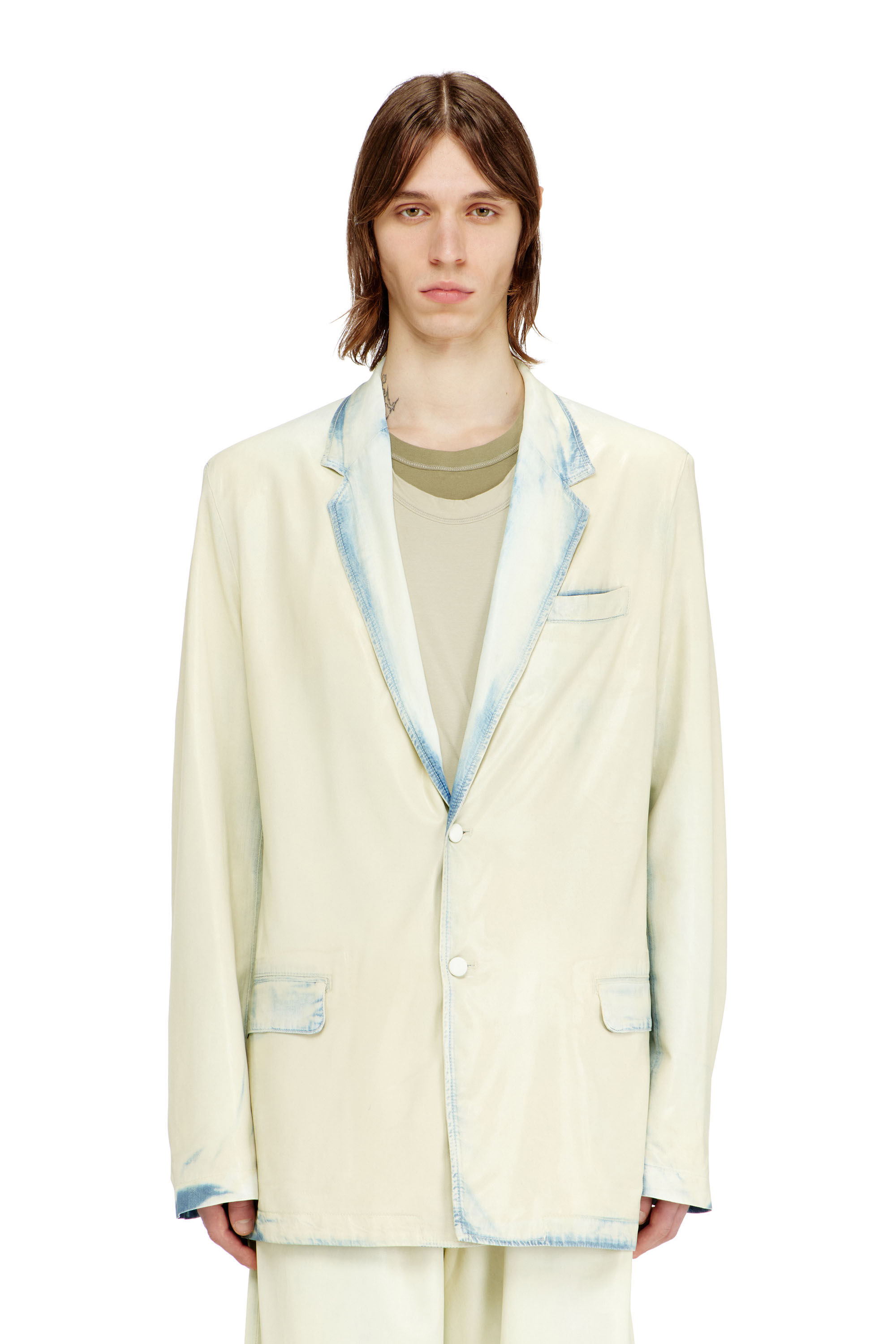 Diesel - D-NIVALE-FSI, Man's Blazer in fluid X-Ray bleach denim in Light Blue - 2