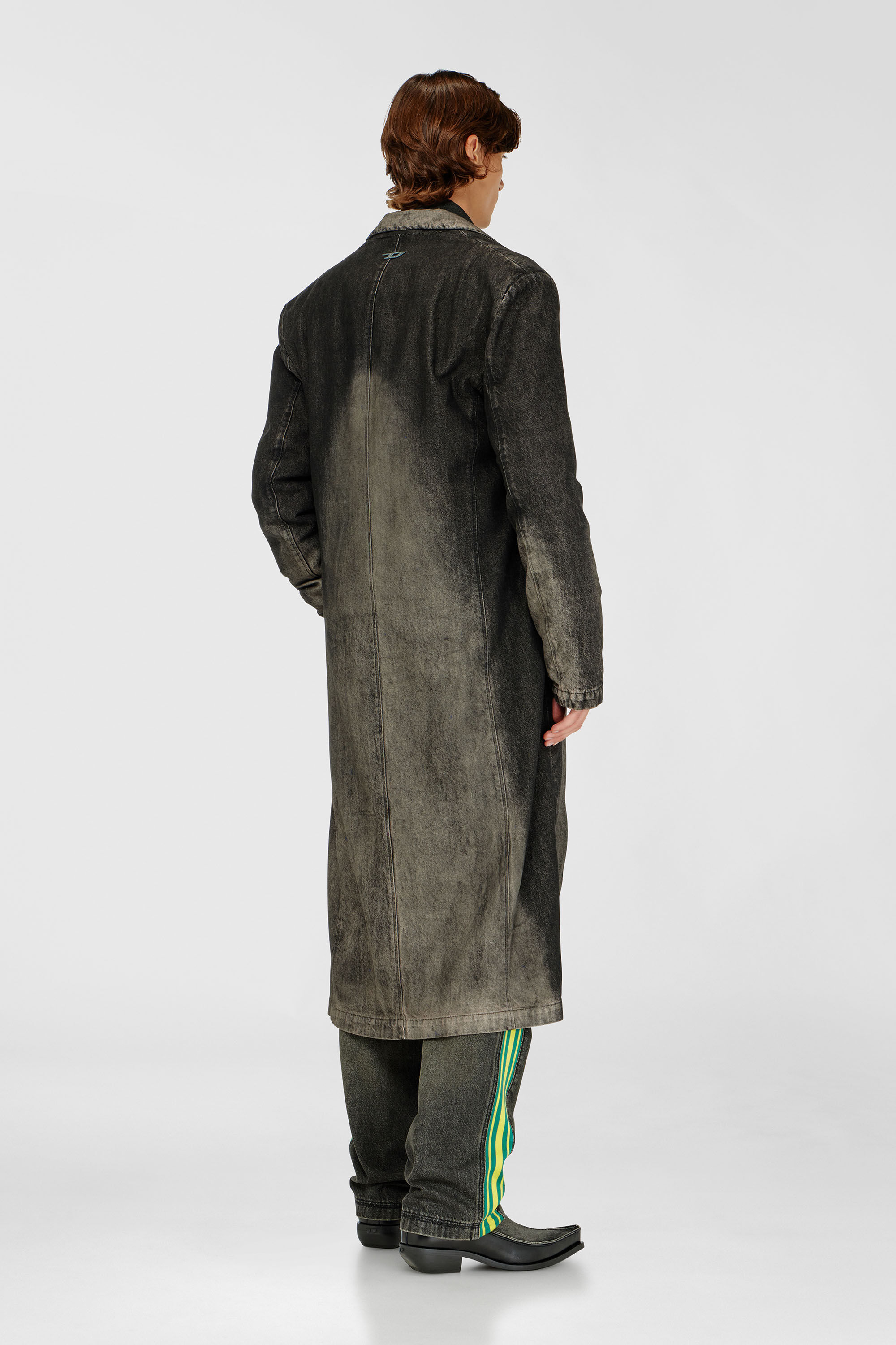 Diesel - D-IANCH-FSJ, Unisex's Long coat in dirty-effect denim in Black/Dark grey - 4