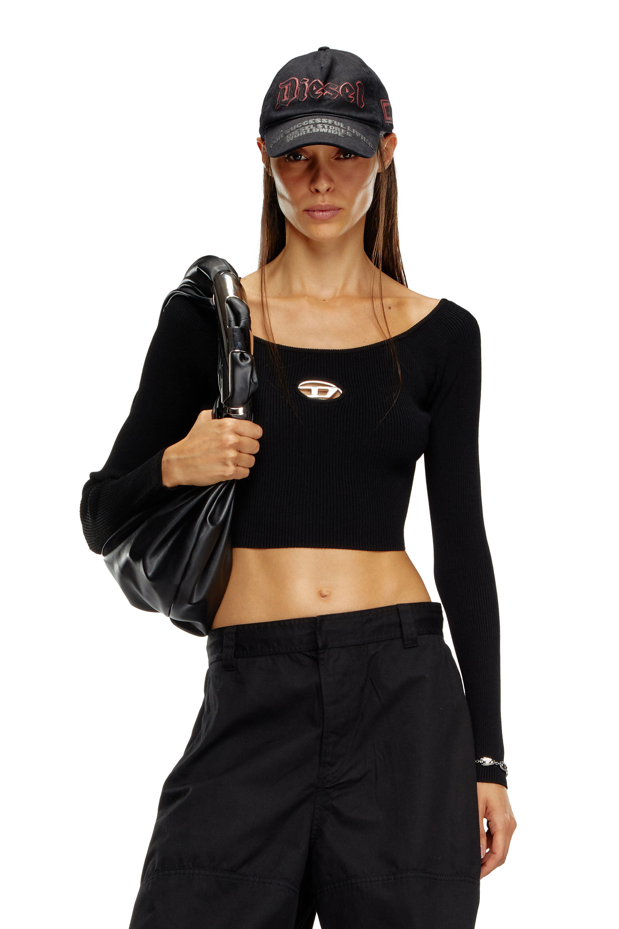 Women's Off-the-shoulder top in ribbed knit | Multicolor