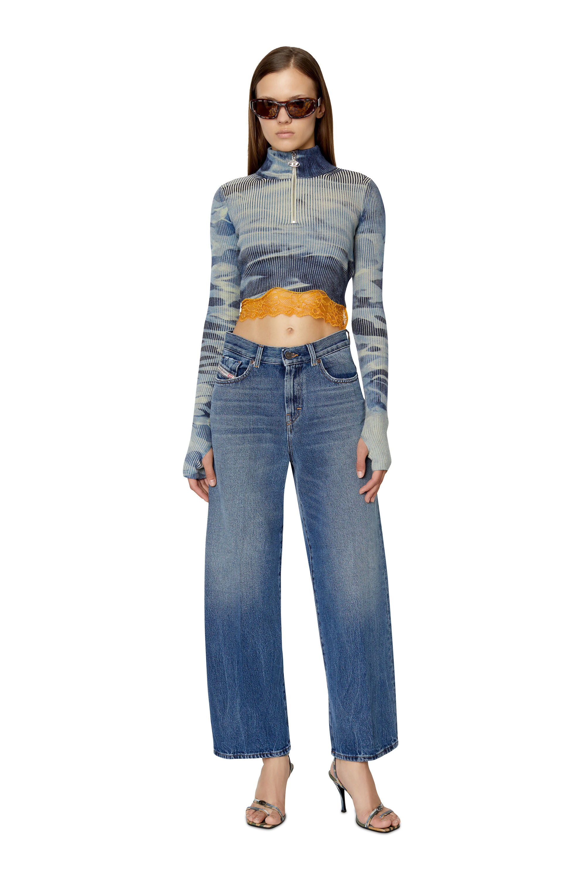 Diesel - 2000 Widee 09E03 Bootcut and Flare Jeans, Medium blue - Image 1