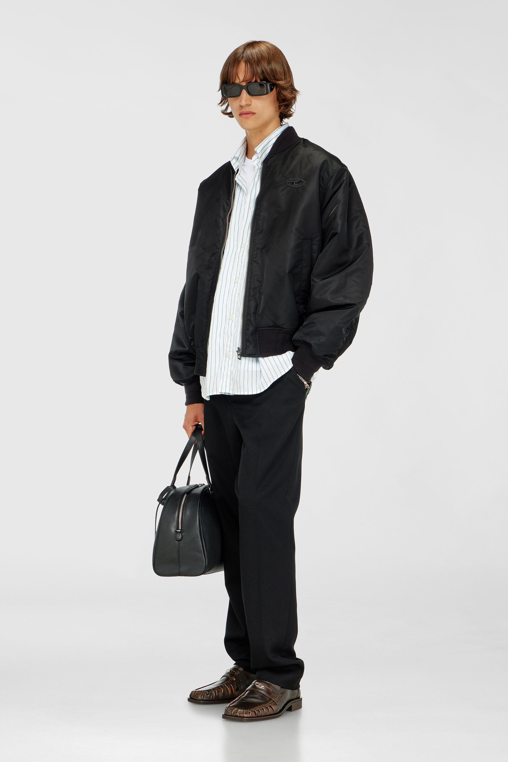 Men's Padded bomber jacket with Oval D embroidery | Black | Diesel NO