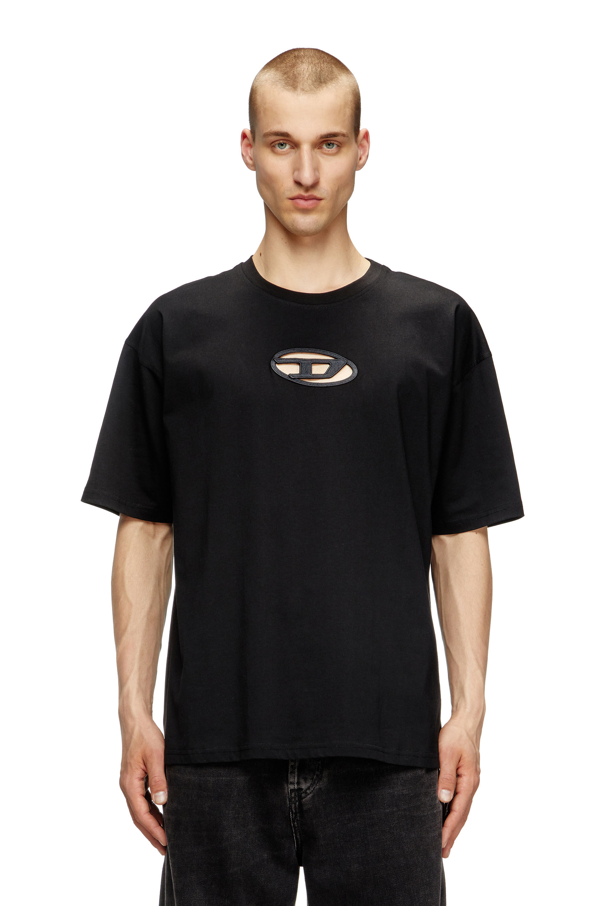 DIESEL ブラック Tシャツ XS Women's T-shirt with embroidered Oval D | Black | Diesel