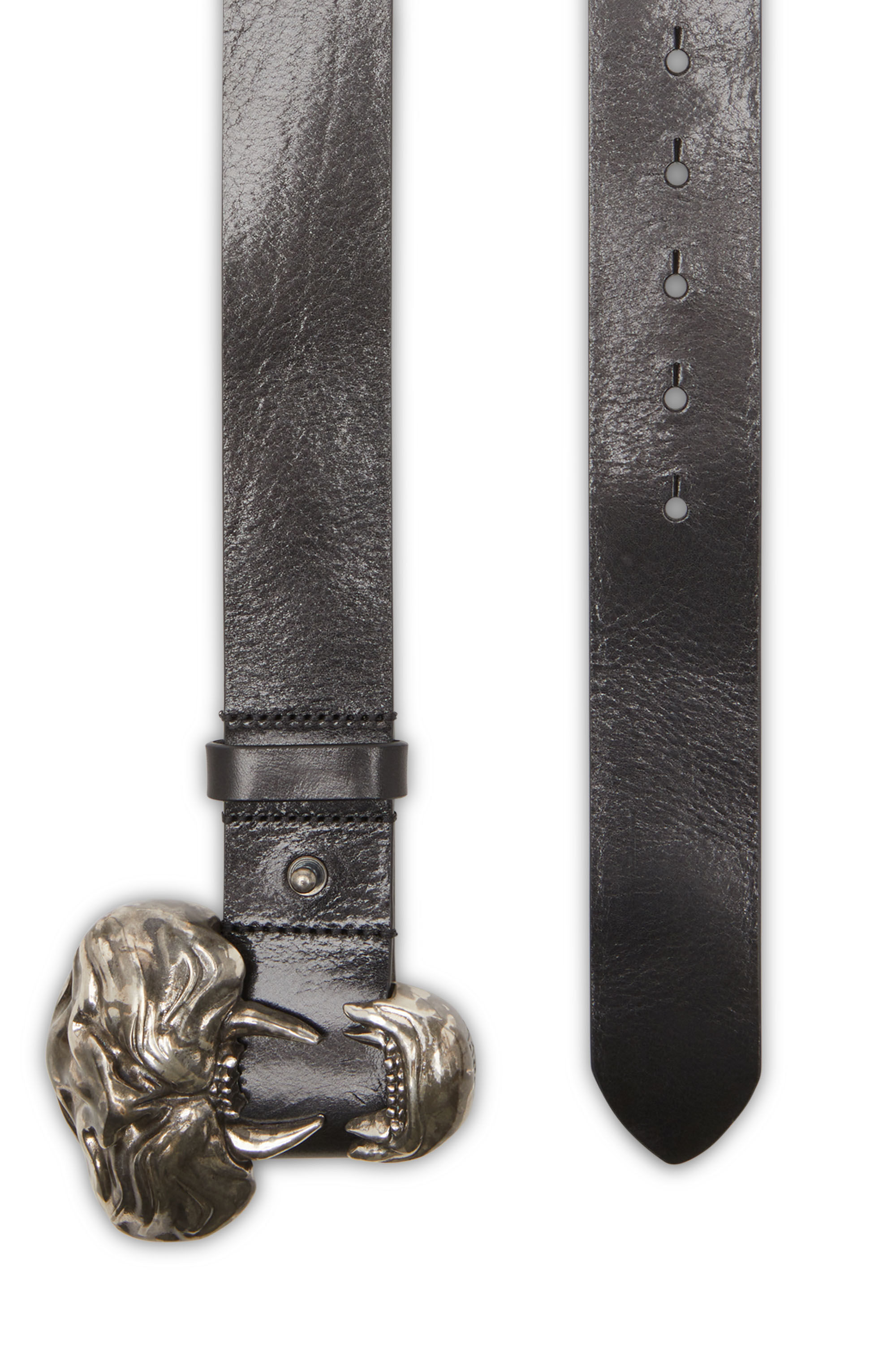 Diesel - B-ITE, Unisex's Leather belt with bite buckle in Black - 2