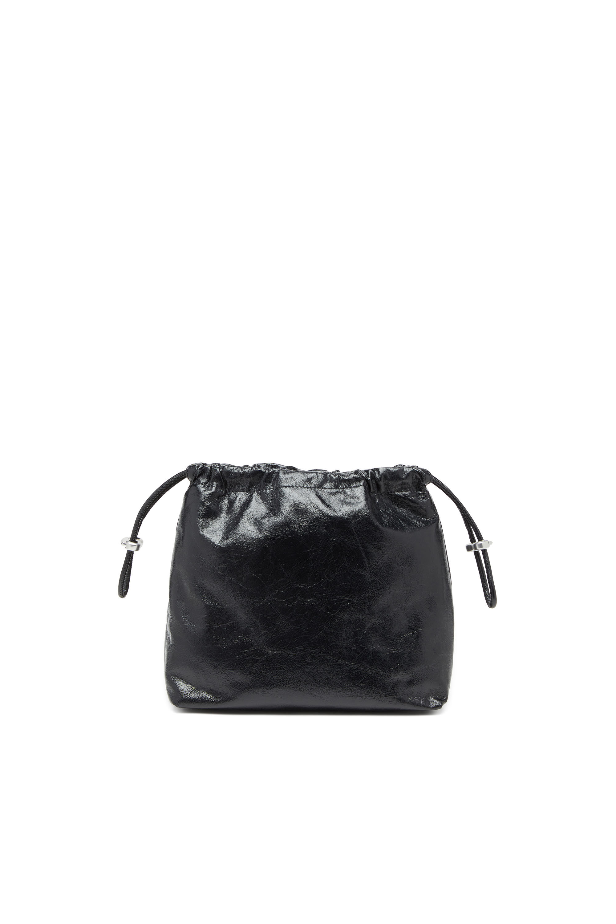 Women's Scrunch-D-Bucket bag in shiny wrinkled leather | Black
