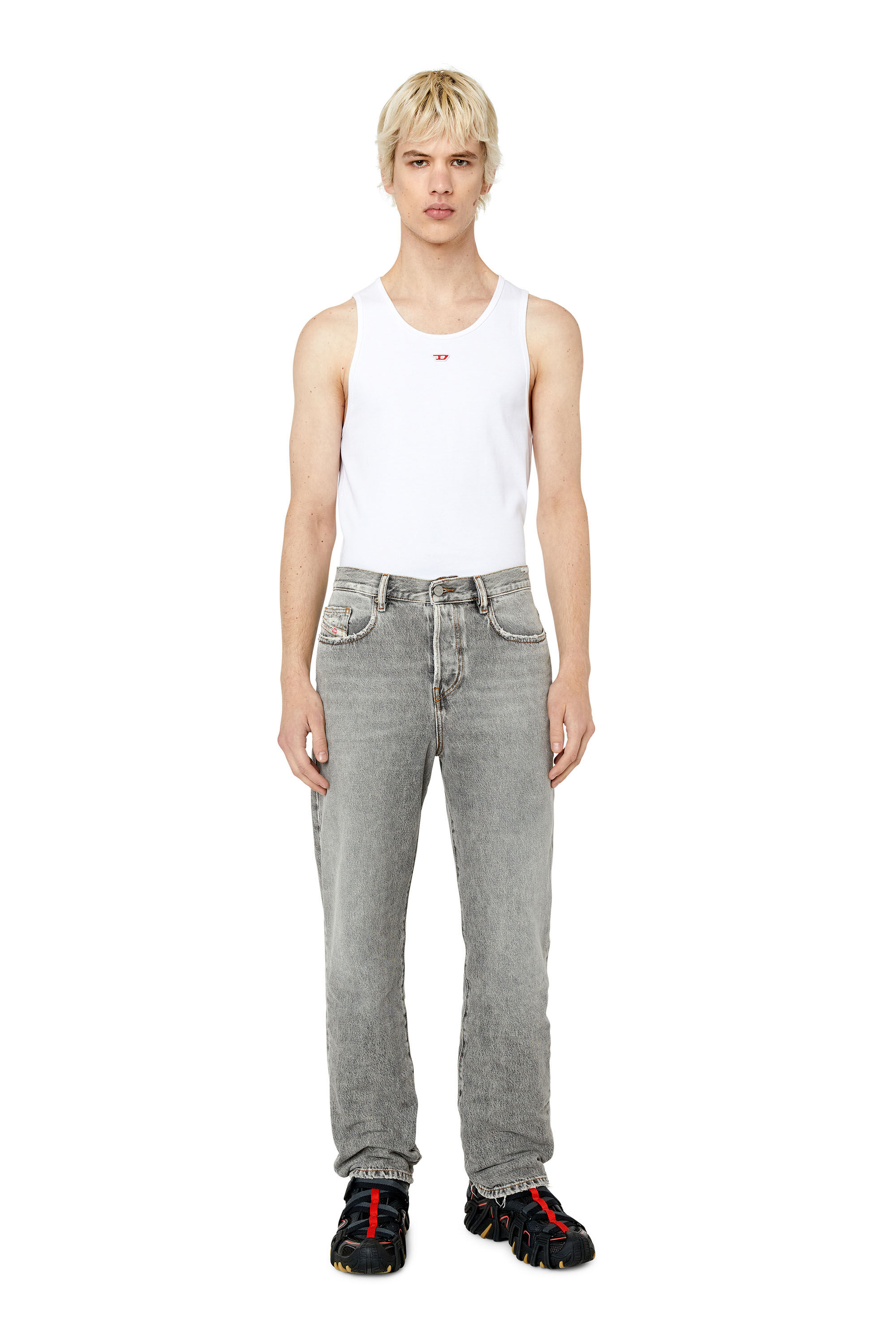 Diesel - 2020 D-Viker E9B84 Straight Jeans, Light Grey - Image 1