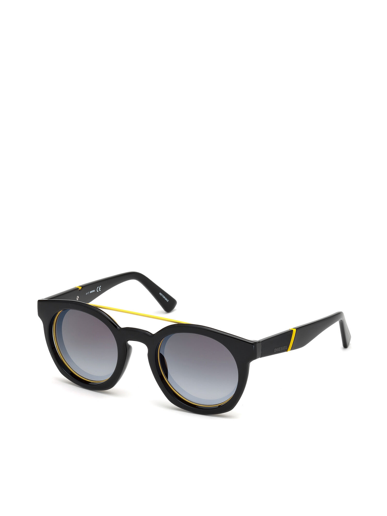 Diesel - DL0251, Unisex's Round shape eyewear with shiny clip-back in Black - 5