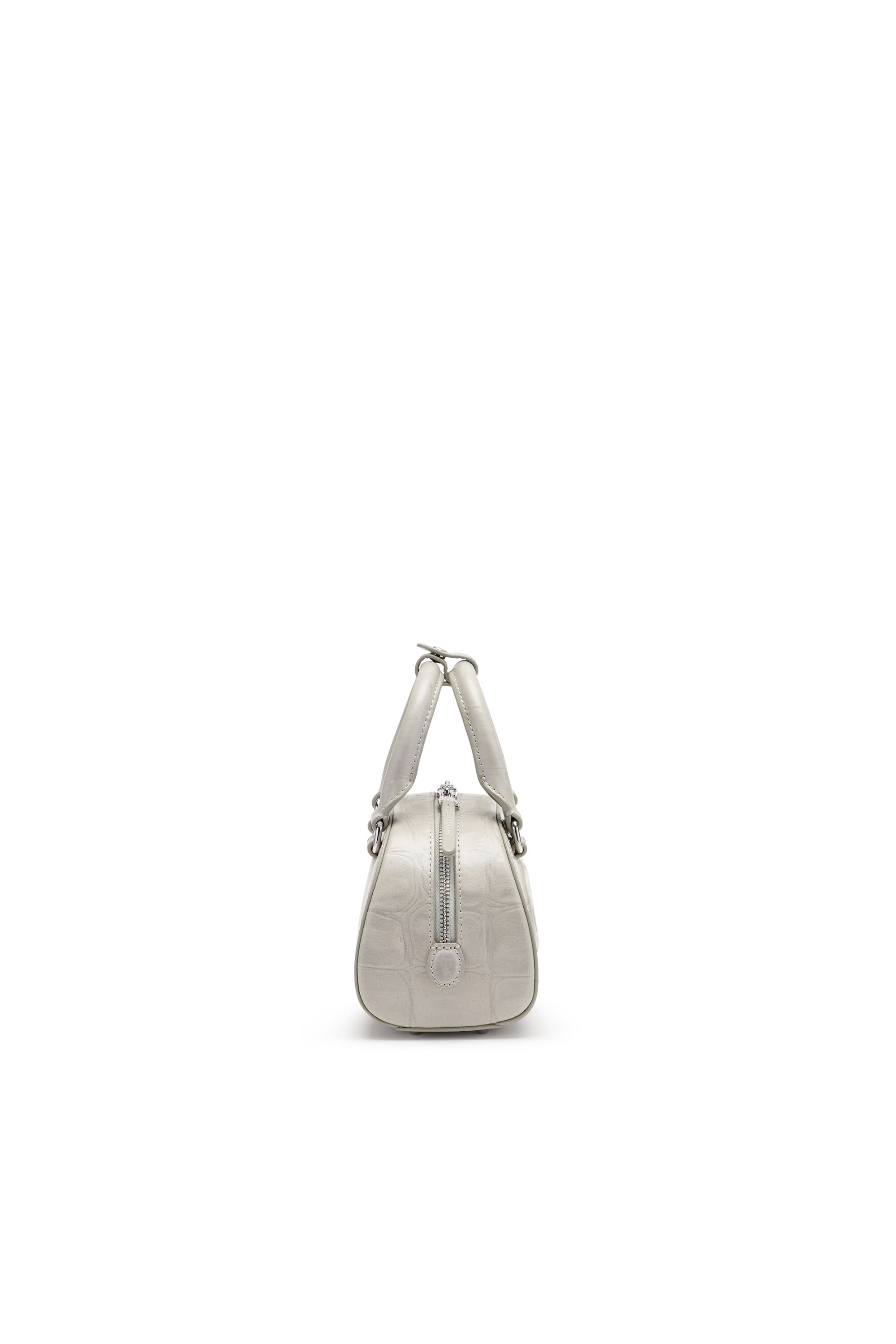 Diesel - 1DR DOME CROSSBODY, Woman's 1DR Dome-Mini bowling bag in croc-effect leather in Grey - 4