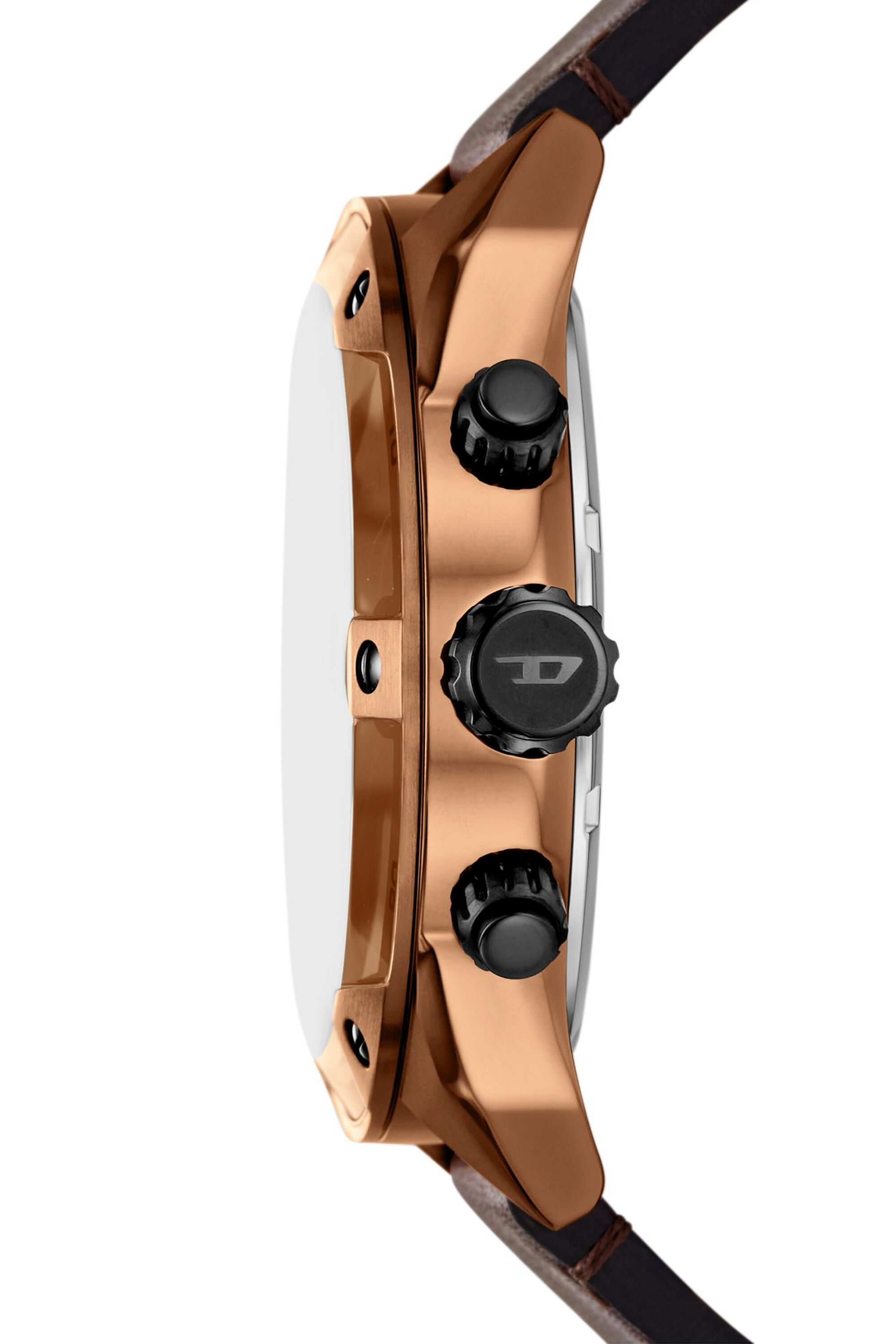 Men's Spiked brown leather watch | Brown | Diesel NO