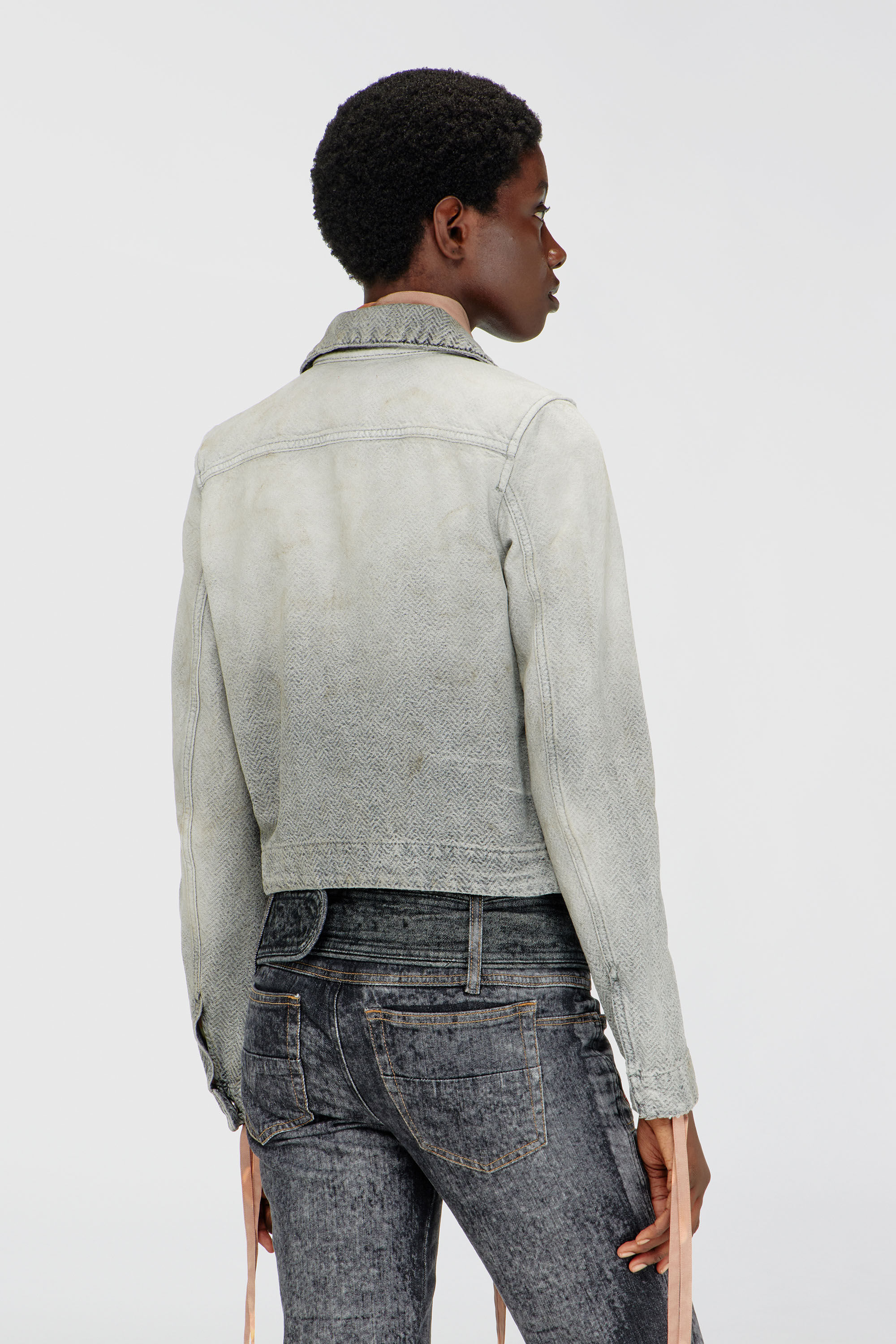Diesel - DE-CORB, Woman's Jacket in distressed herringbone denim in Grey - 4