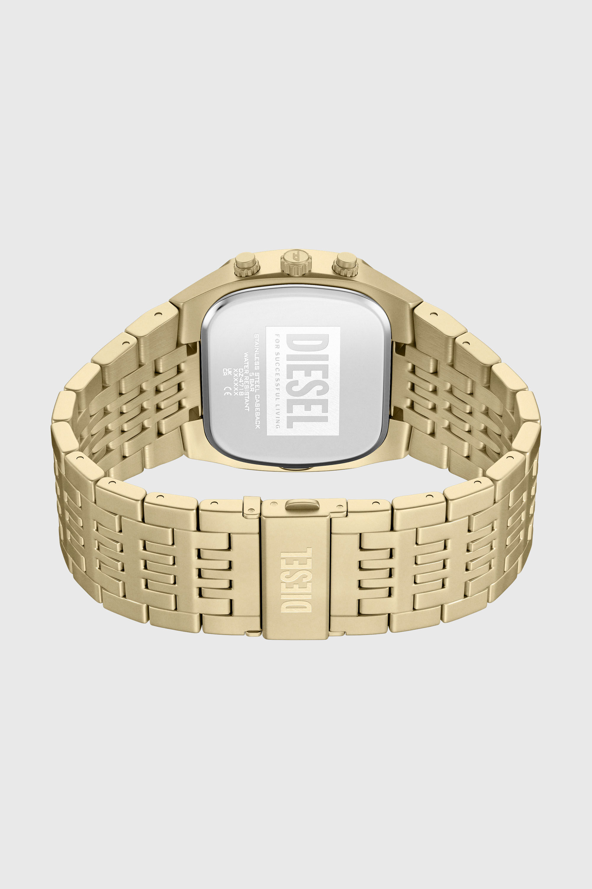 Diesel - DZ4718 WATCH, Man's Spiked Cushion gold-tone stainless steel watch in Gold - 5