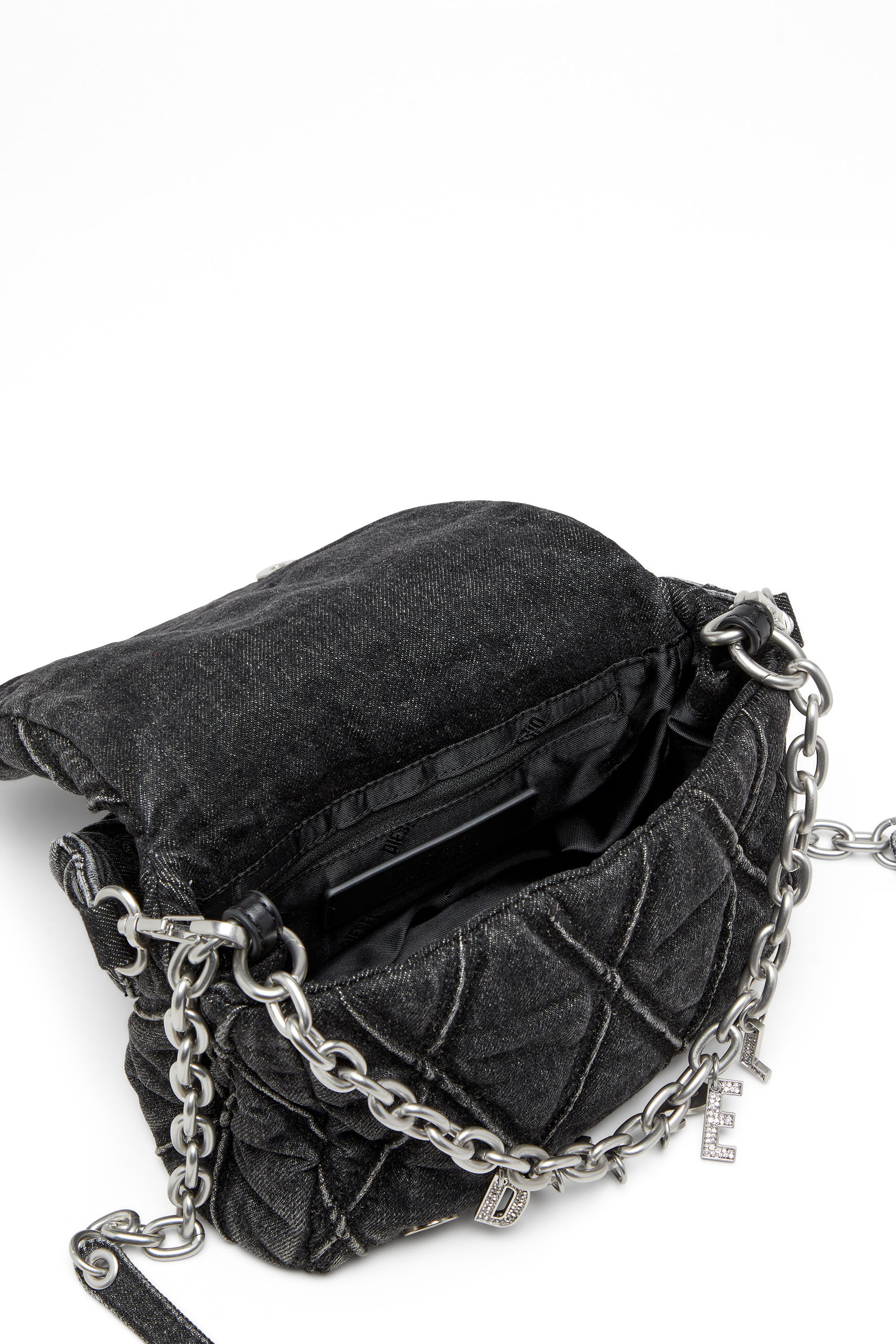 Women's Charm-D-Small shoulder bag in treated quilted denim