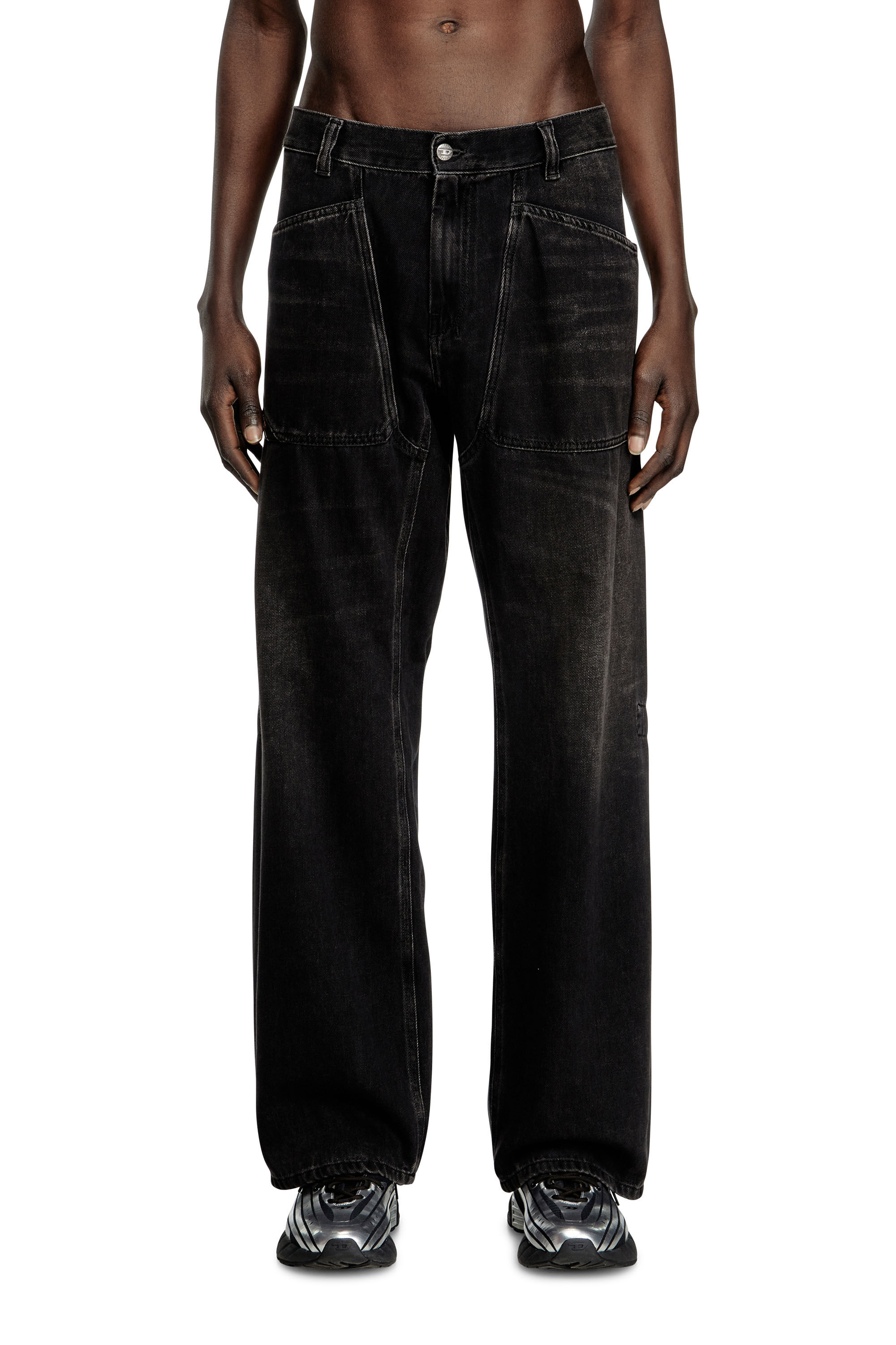Diesel - Man's Relaxed Jeans D-Zeta 09J96, Black/Dark grey - 3