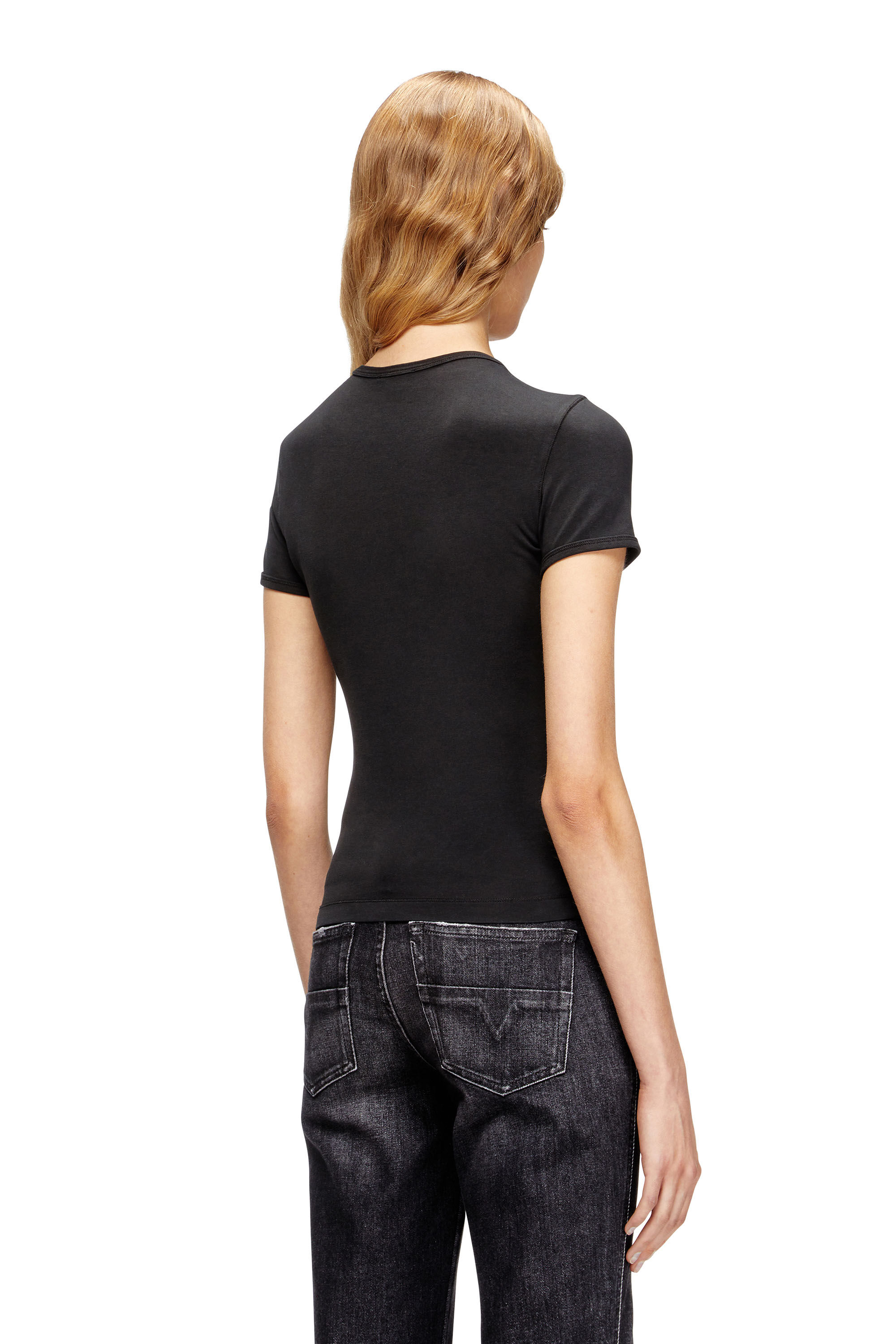 Diesel - T-UNCUTIESLONG-OD, Woman's Slim-fit T-shirt with metallic Oval D in null - 4
