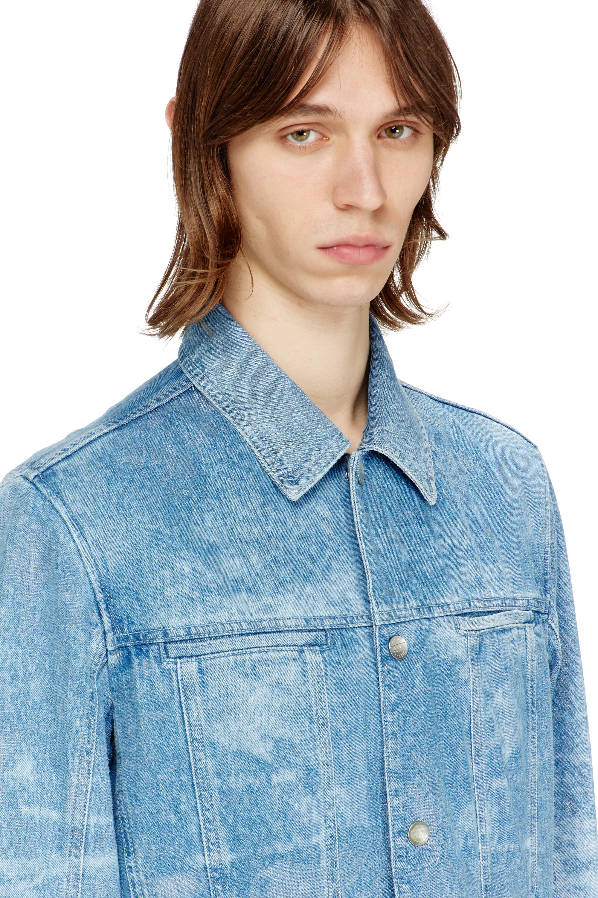 Diesel - D-SERON-FSI, Man's Jacket in satin denim in Light Blue - 5