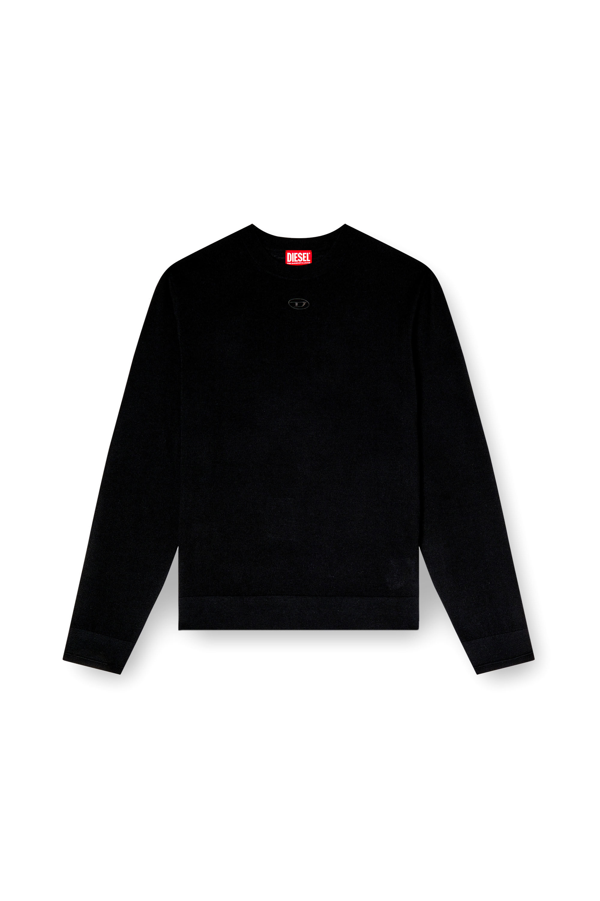 Diesel - K-VALIAM, Man's Wool jumper with cut-out logo in Black - 2
