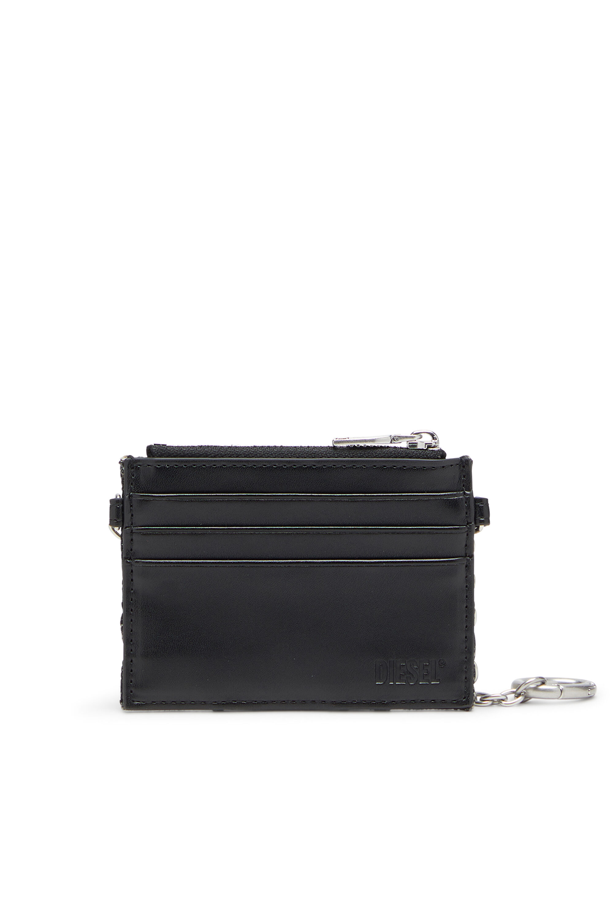 Diesel - CARD HOLDER WITH CHAIN, Woman's Card holder with chain and zip coin pocket in Dark grey - 2