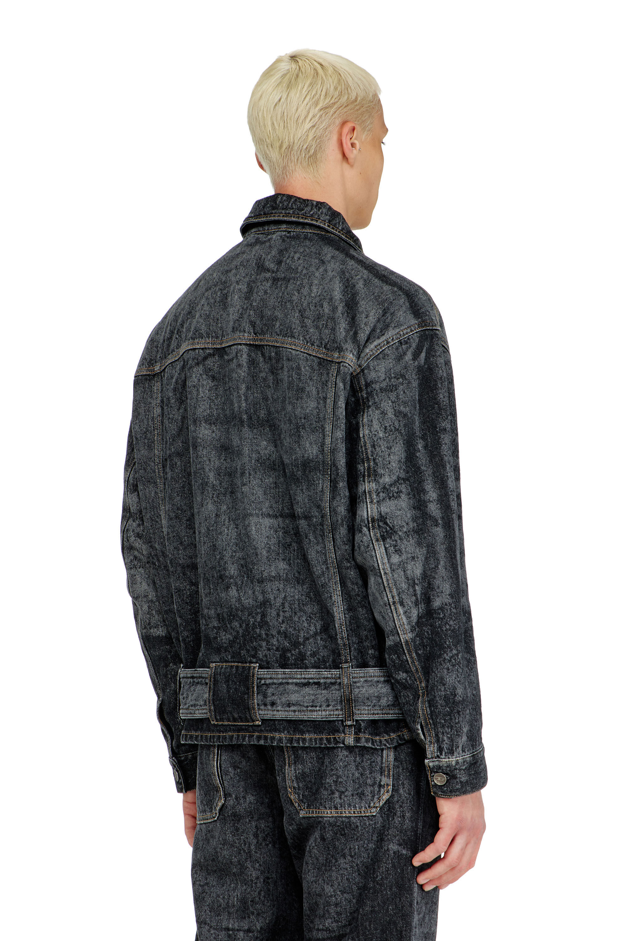 Diesel - D-VALERO-S, Man's Biker-inspired denim jacket in Black/Dark grey - 4
