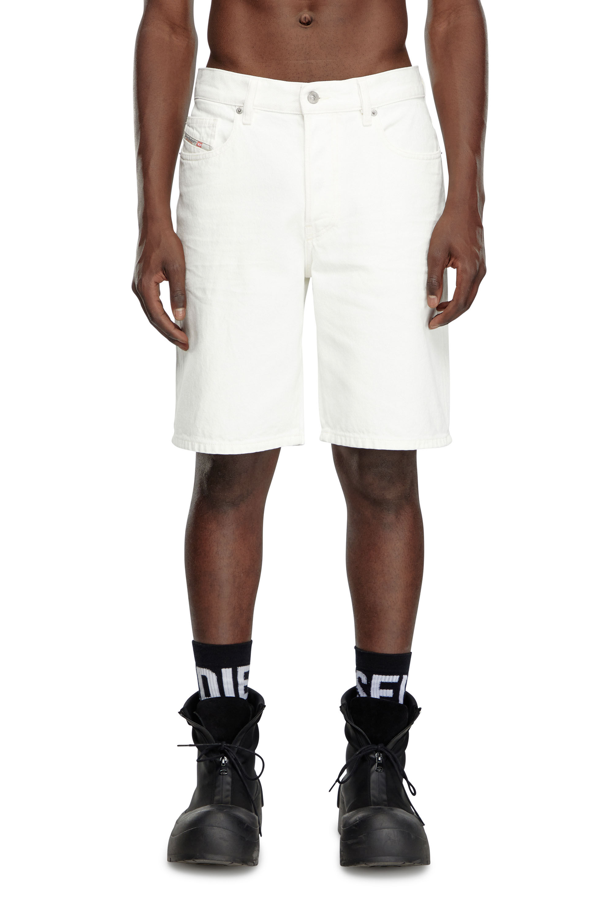 Diesel - REGULAR-SHORT, Man's Denim shorts in White - 3