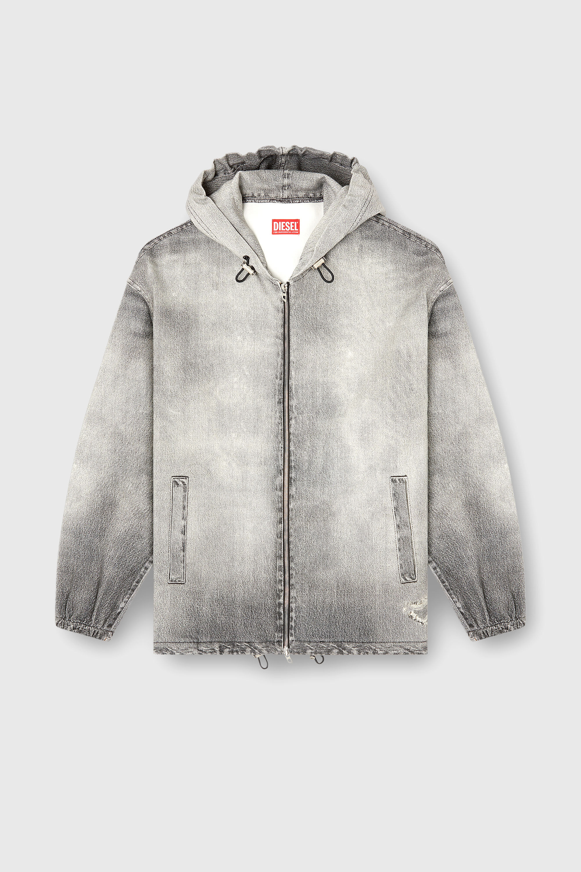 Diesel - D-WYNNY JOGG, Man's Hooded jacket in trompe l'oeil JoggJeans in Grey - 2