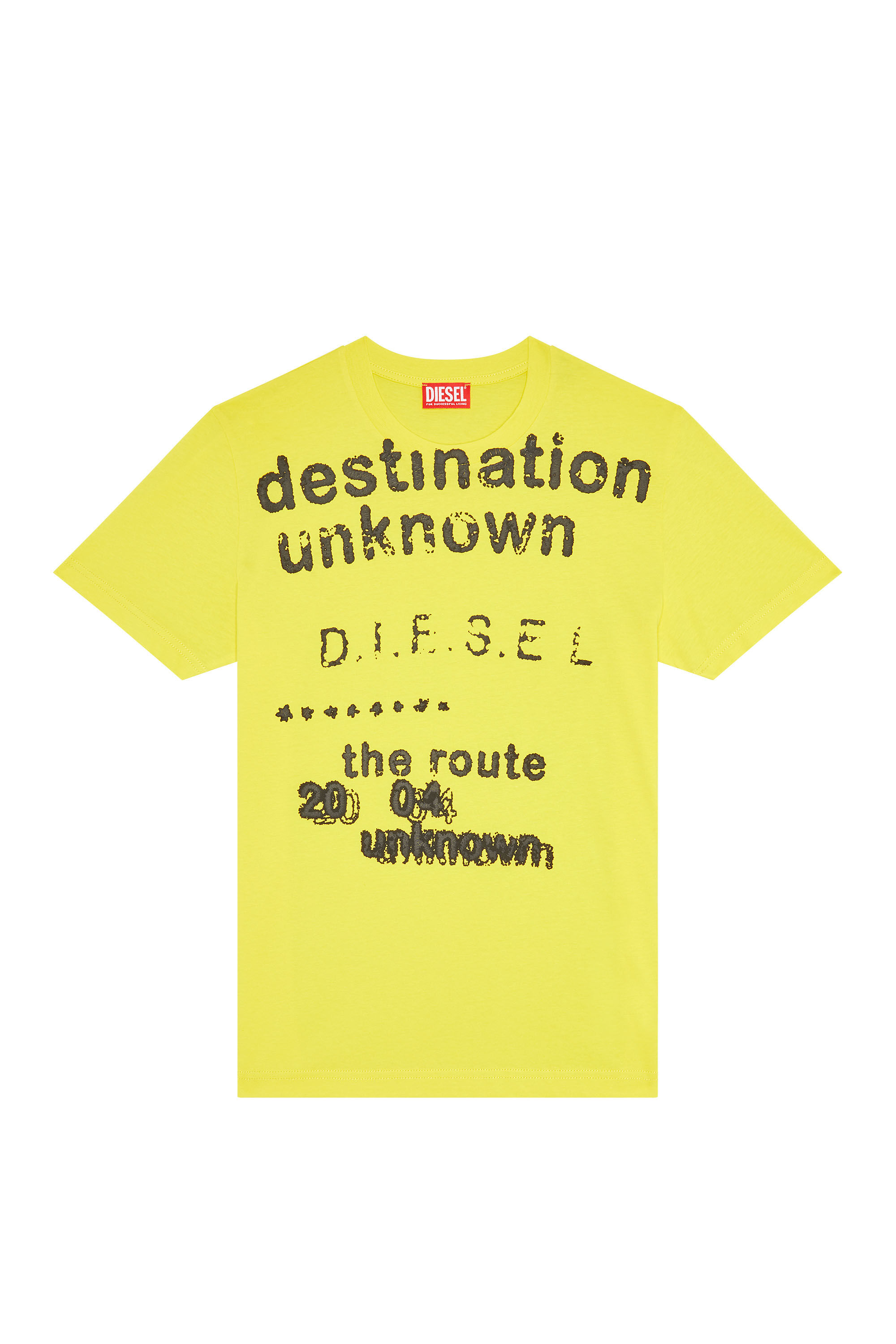 Diesel - T-DIEGOR-K63, Man's T-shirt with Destination Unknown print in Yellow - 2