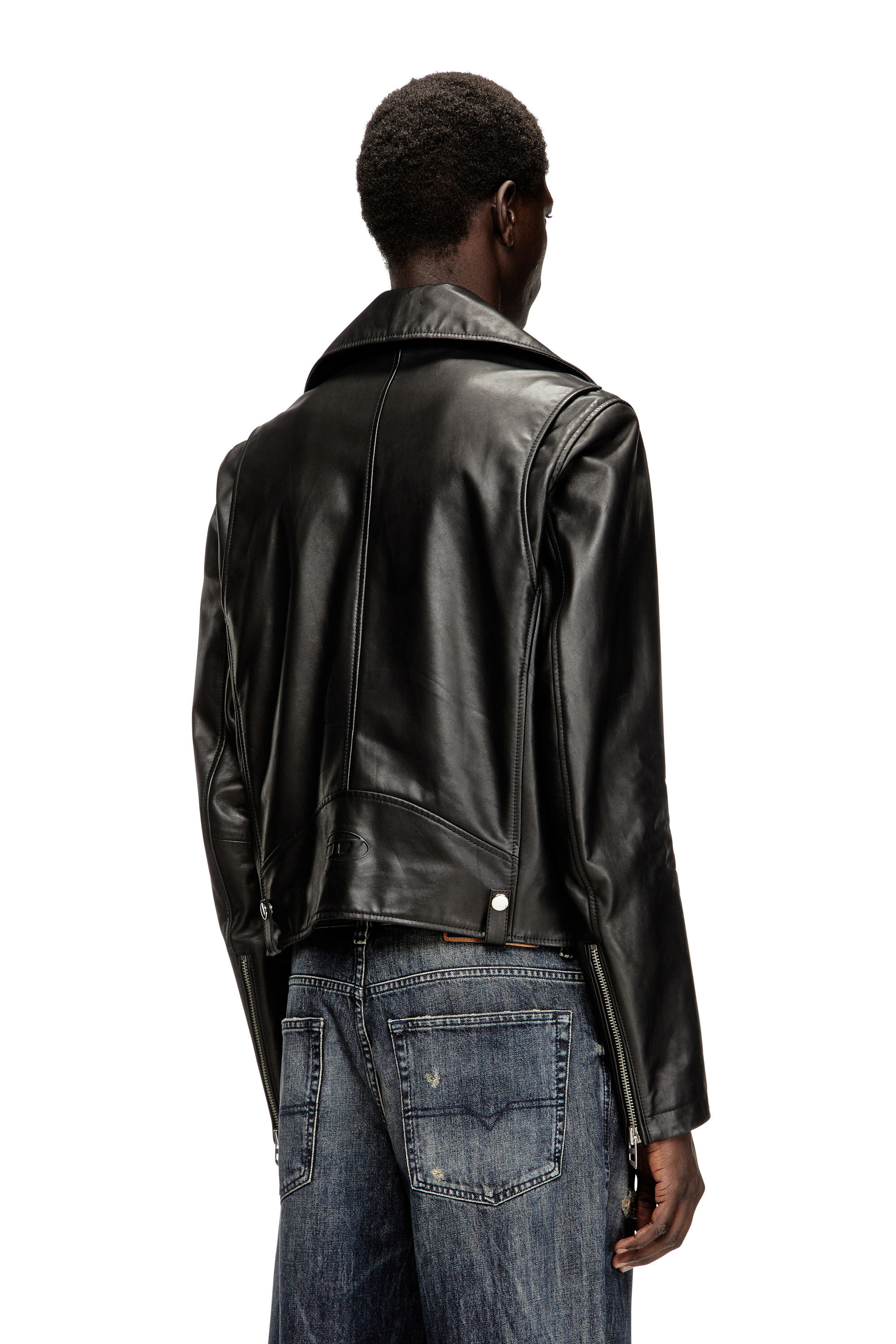 Men's Biker jacket in waxed leather | Black | Diesel NO