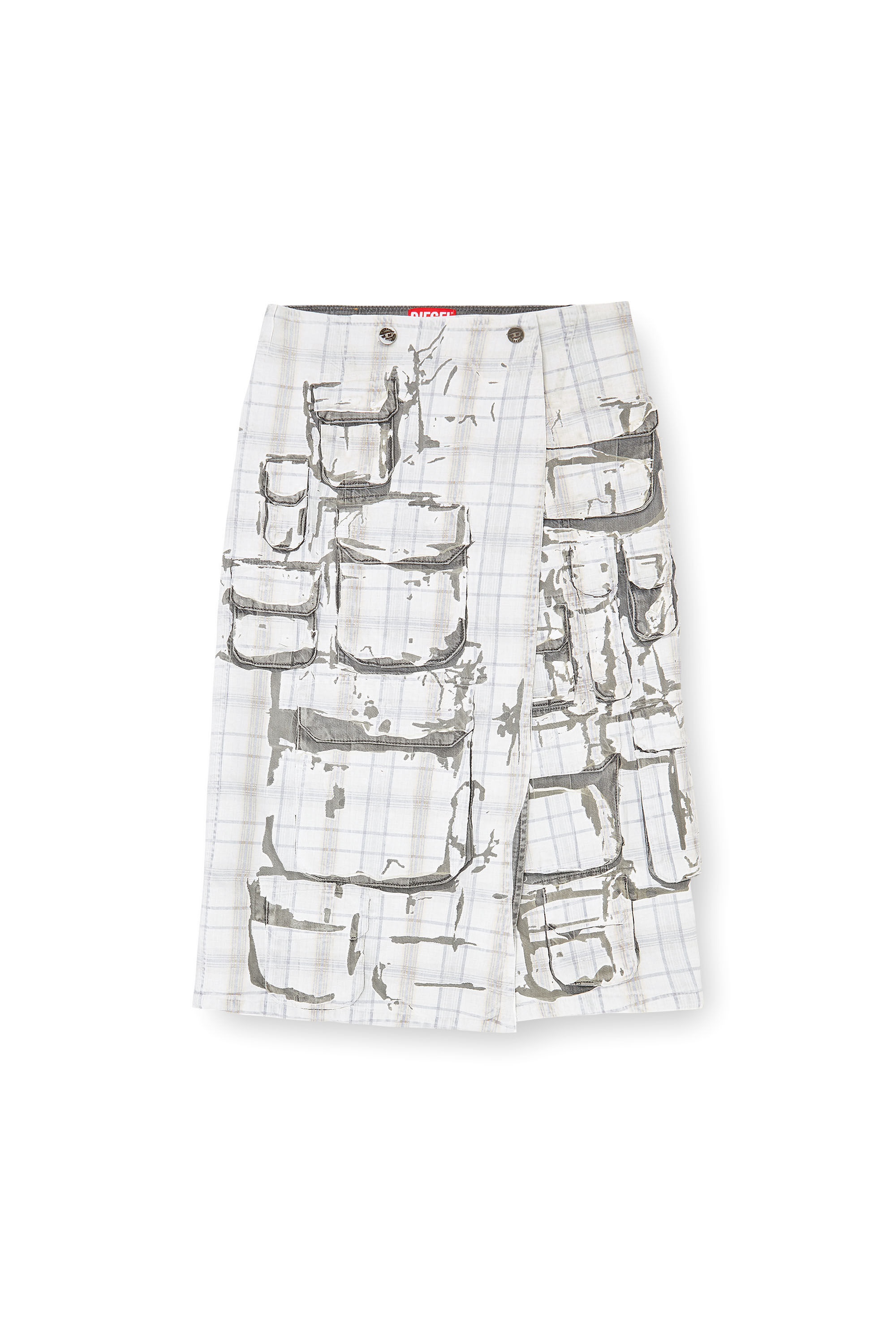 Diesel - DE-VORIN-FSI1, Woman's Denim midi skirt with peel-off effect in Grey - 2