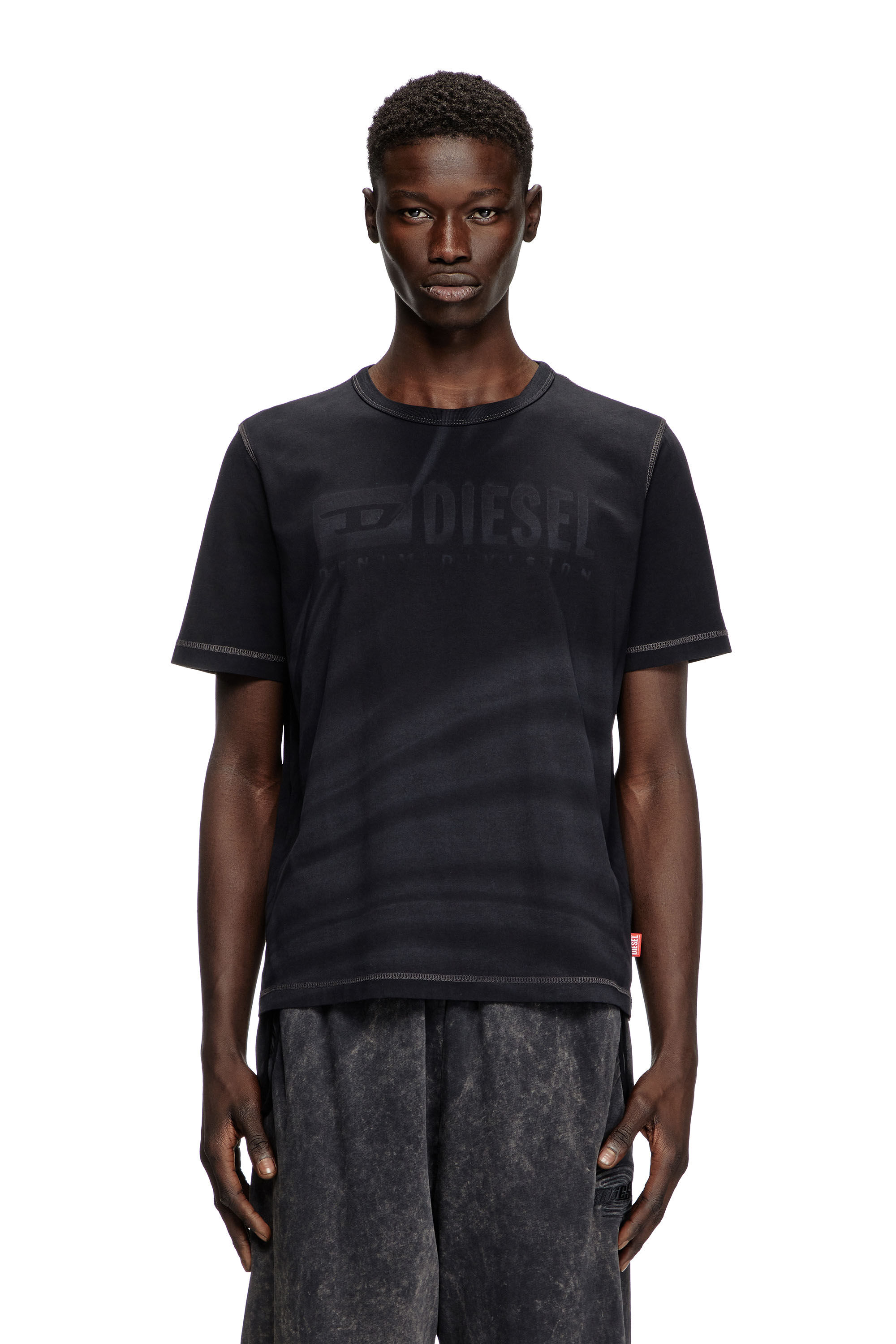 Diesel - T-ADJUST-R13, Man's Laser-faded logo T-shirt in Black - 3