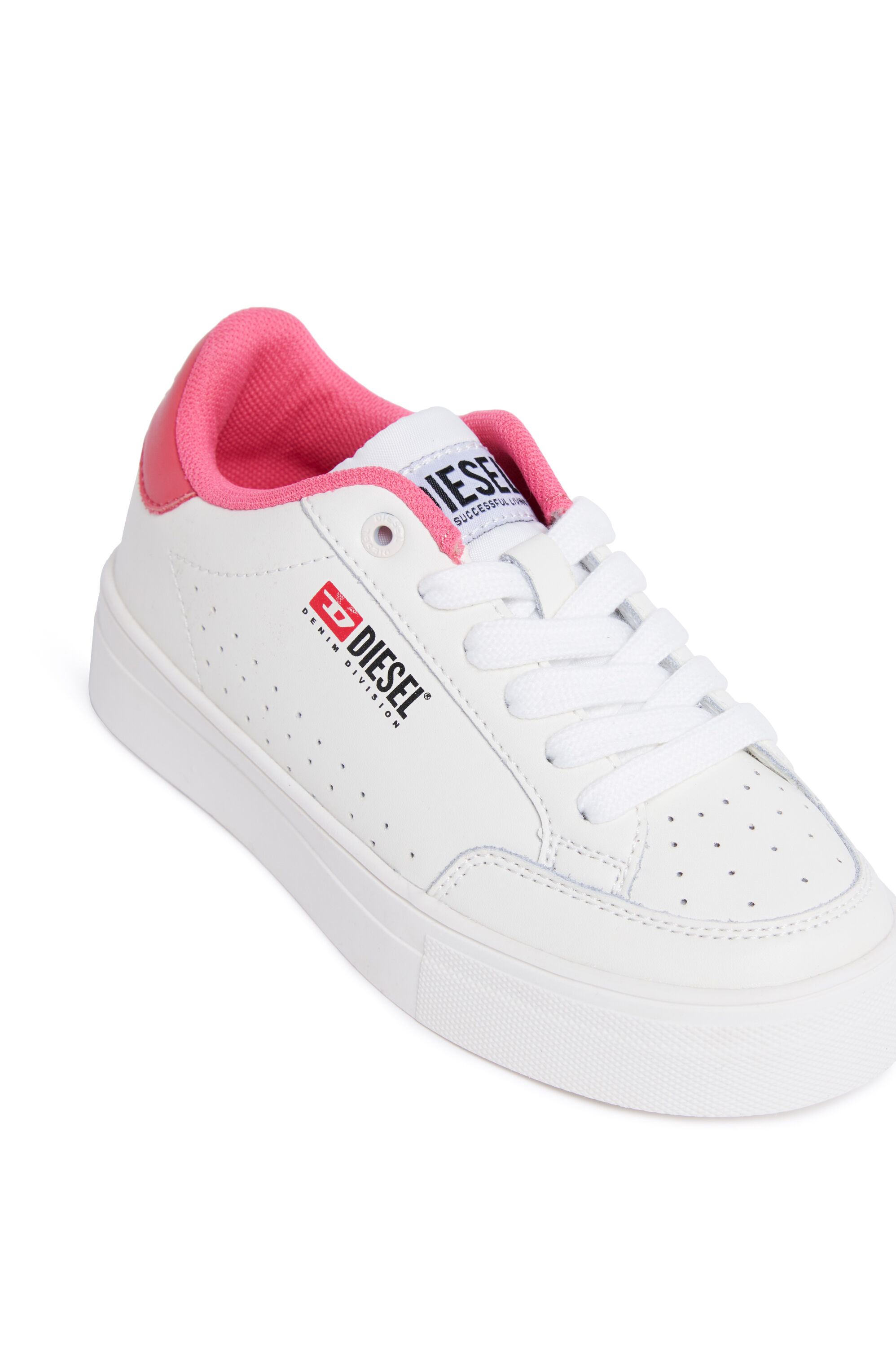 Diesel - S-VANEELA VTG, Unisex's Sneakers in perforated leather in White/Pink - 4