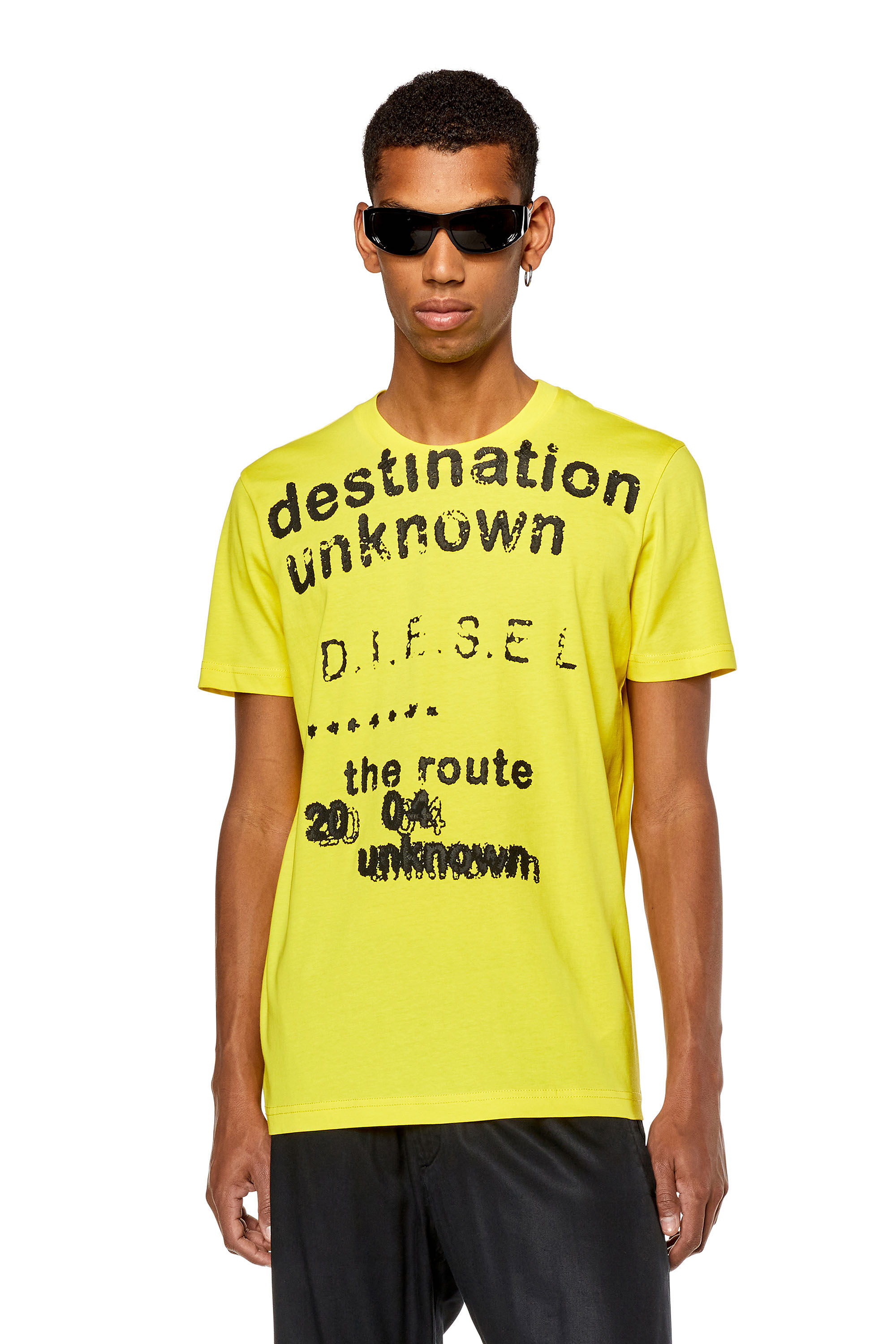 Diesel - T-DIEGOR-K63, Man's T-shirt with Destination Unknown print in Yellow - 3