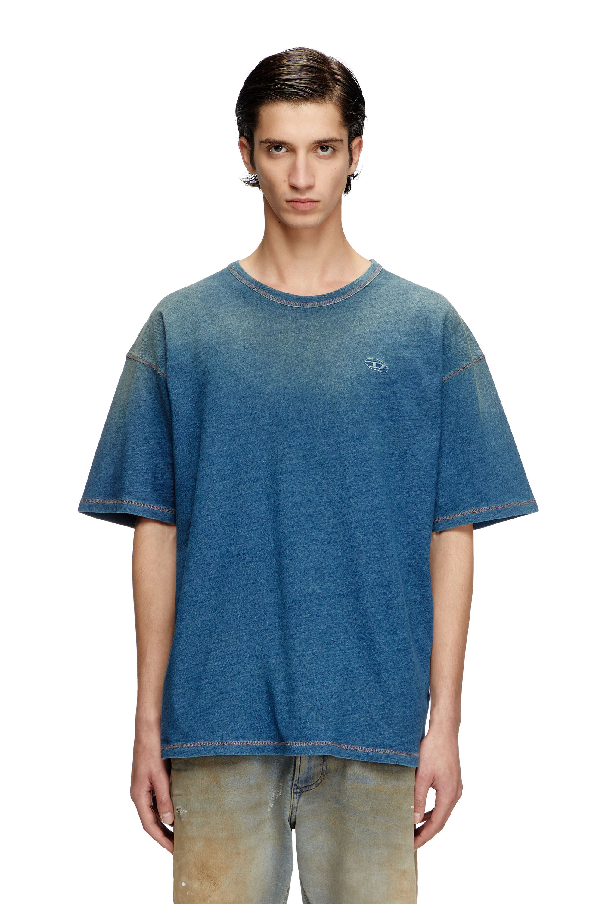 Diesel - T-BOXT-R11, Man's T-shirt with sprayed treatment in Blue - 3
