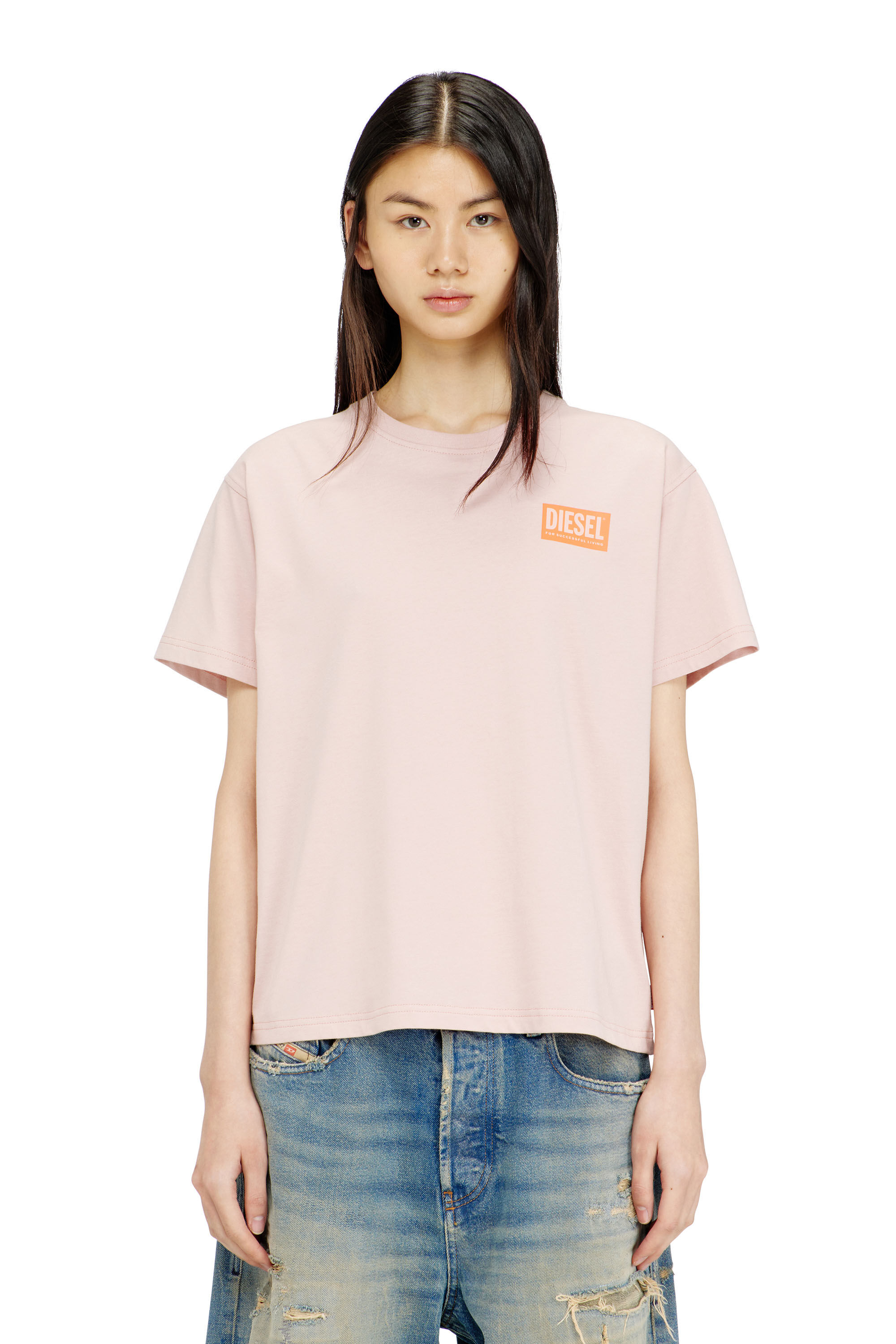 Diesel - T-NORMY-S6, Woman's Organic cotton jersey t-shirt with crew neck and logo print in null - 3