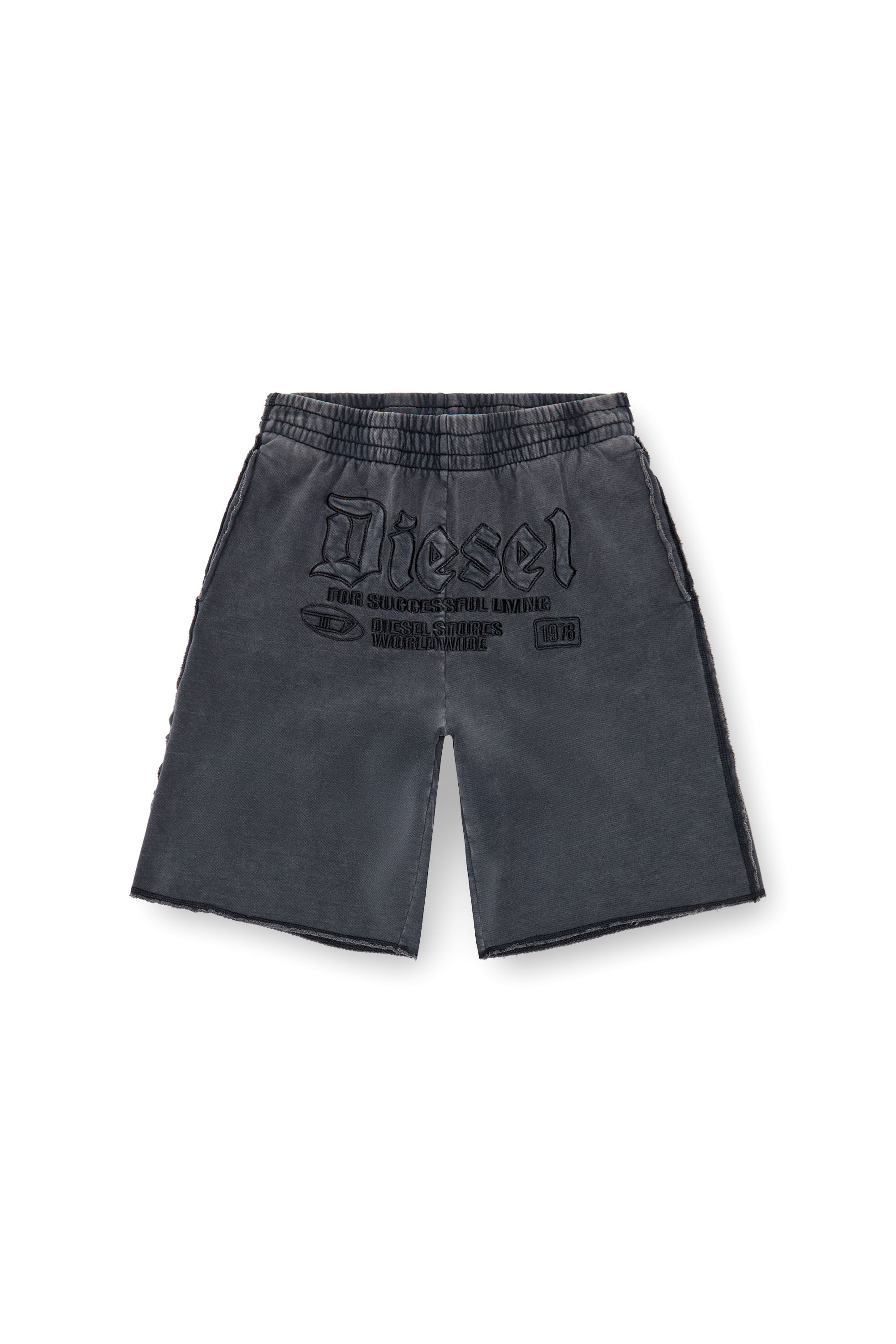 Diesel - P-RAWMARSHY, Man's Sweat shorts with Diesel embroidery in Black - 2