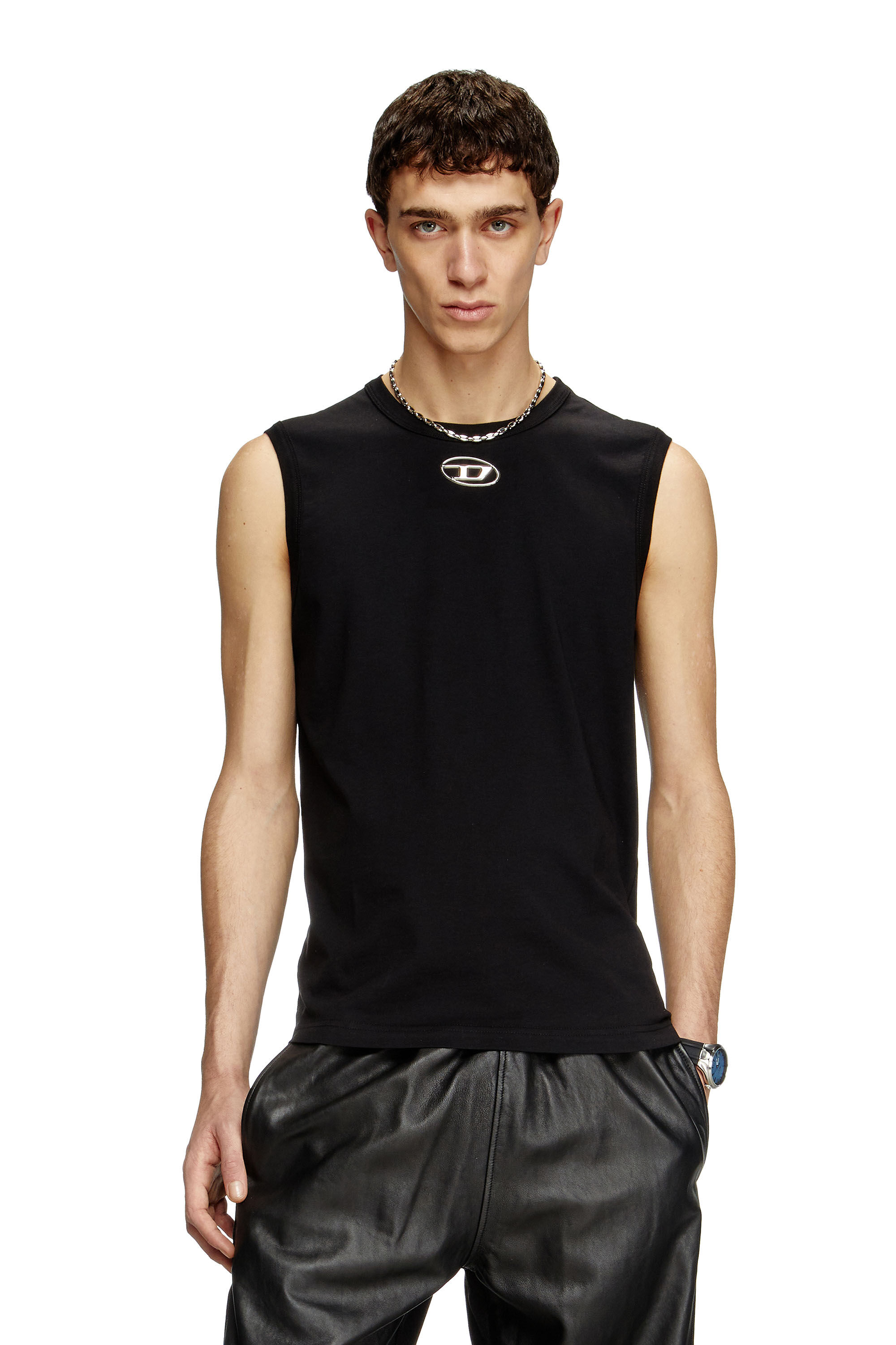 Men's Tank top with metallic Oval D | Black | Diesel