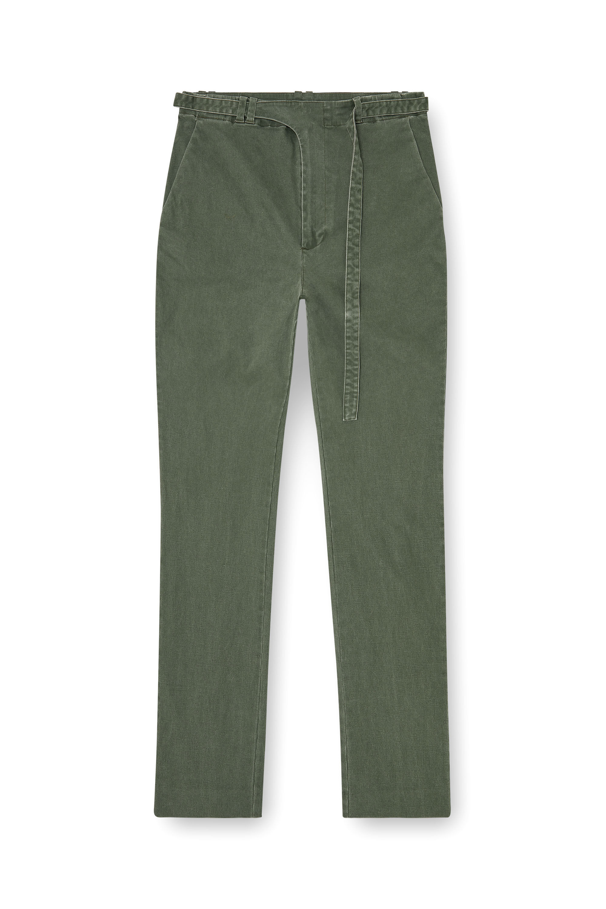 Diesel - P-NEDAR-CO, Man's Coated cotton-twill pants with biker strap in Green - 2