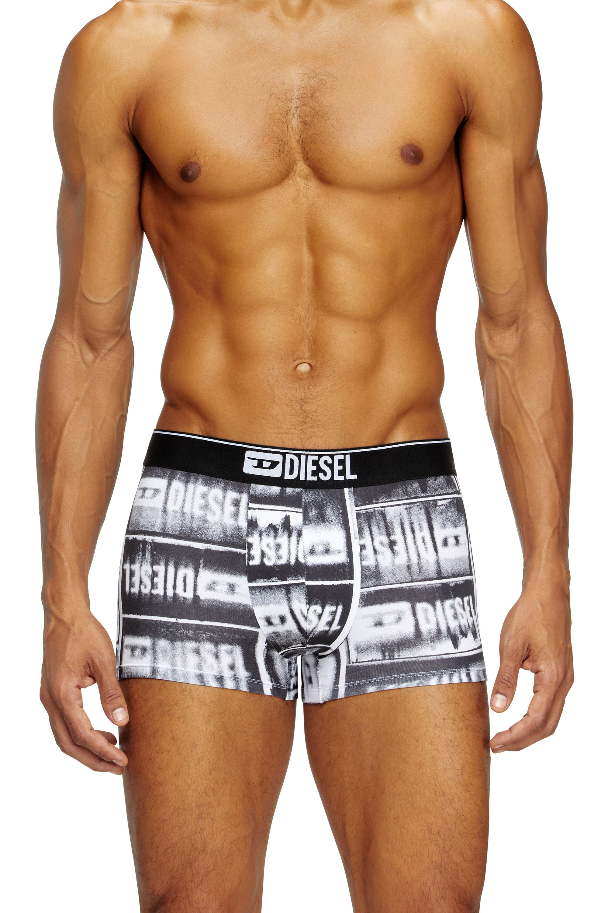 Diesel - DAMIEN-D-BOX, Man's Boxer briefs with faded logo print in Black - 3