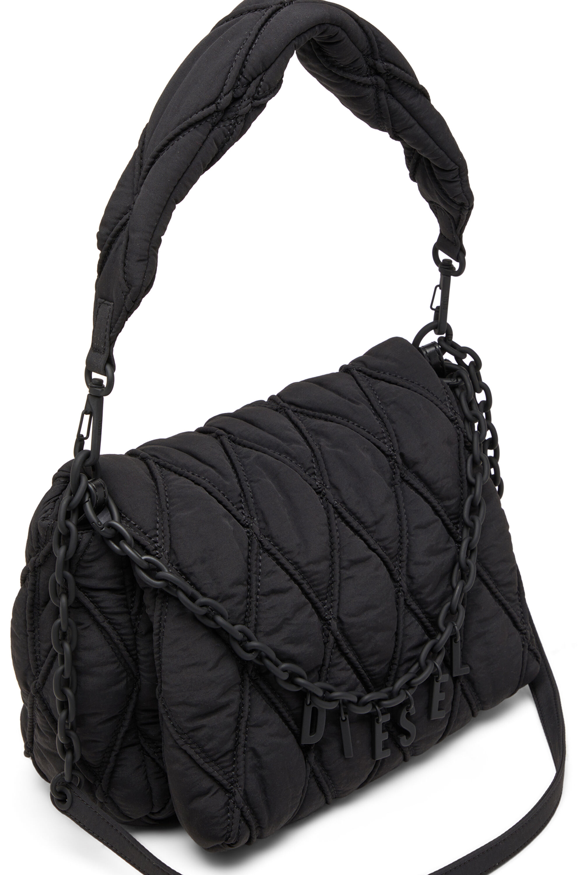 ★DIESEL★ CHAM D M Shoulder Bag Black X10265P8048T8013 X102 Women's Charm-D M-Shoulder bag in quilted nylon | Black | Diesel
