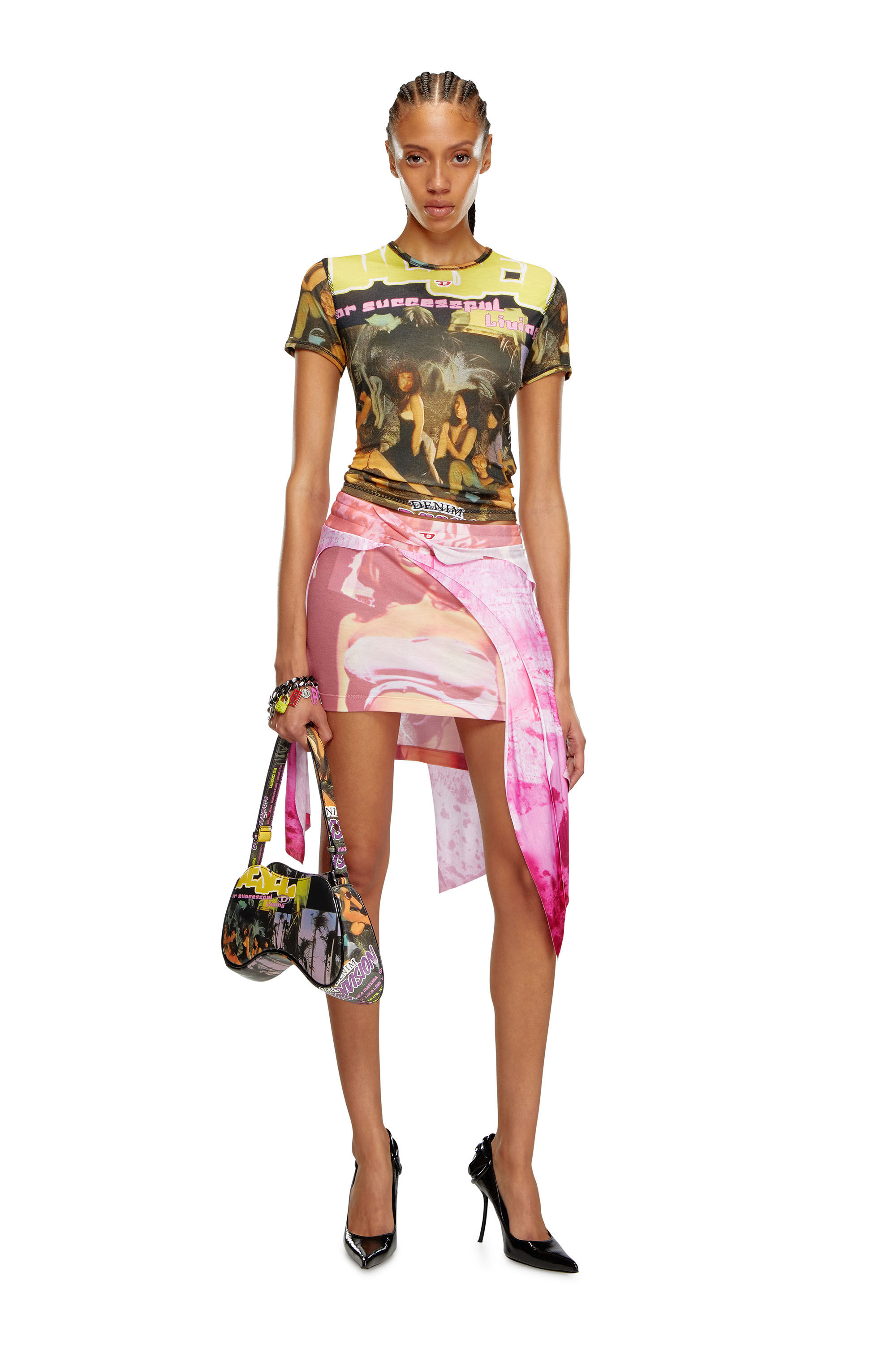 Diesel - PLAY SHOULDER, Woman Play-Shoulder bag in printed glossy PU in Multicolor - Image 6