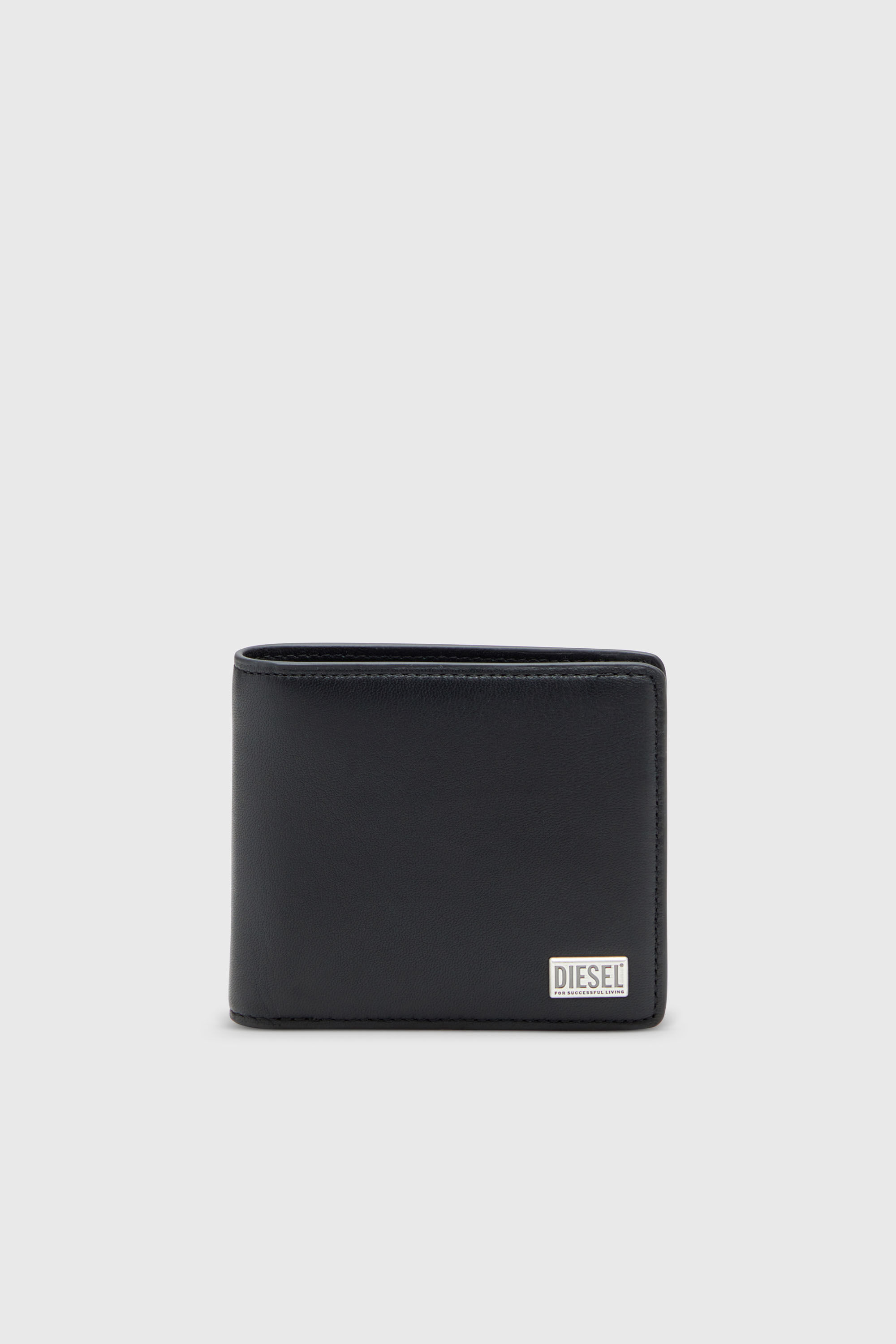Diesel - BISCOTTO BI FOLD COIN S 3D, Man's Bi-fold wallet in semi gloss leather in Black - 1