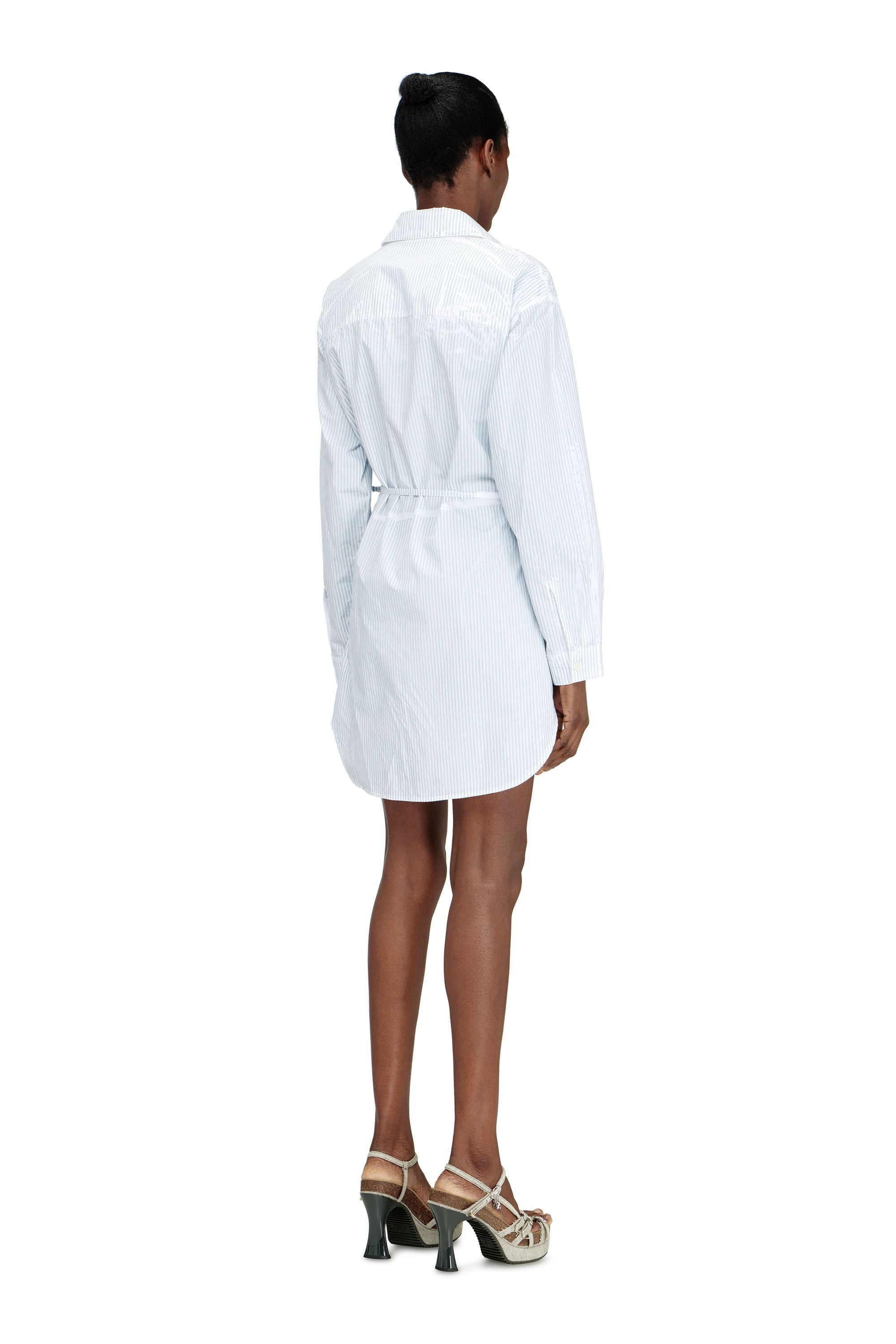 Women's Poplin wrap-around mini dress with pinstripes | Blue