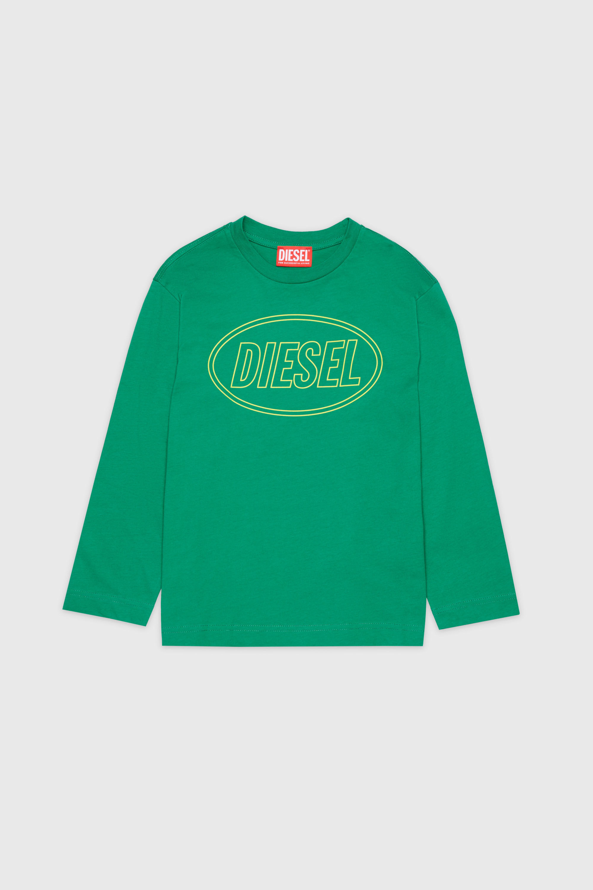 Diesel - TCIRCLELS OVER, Man's Long-sleeve T-shirt with Oval D logo in Green - 1