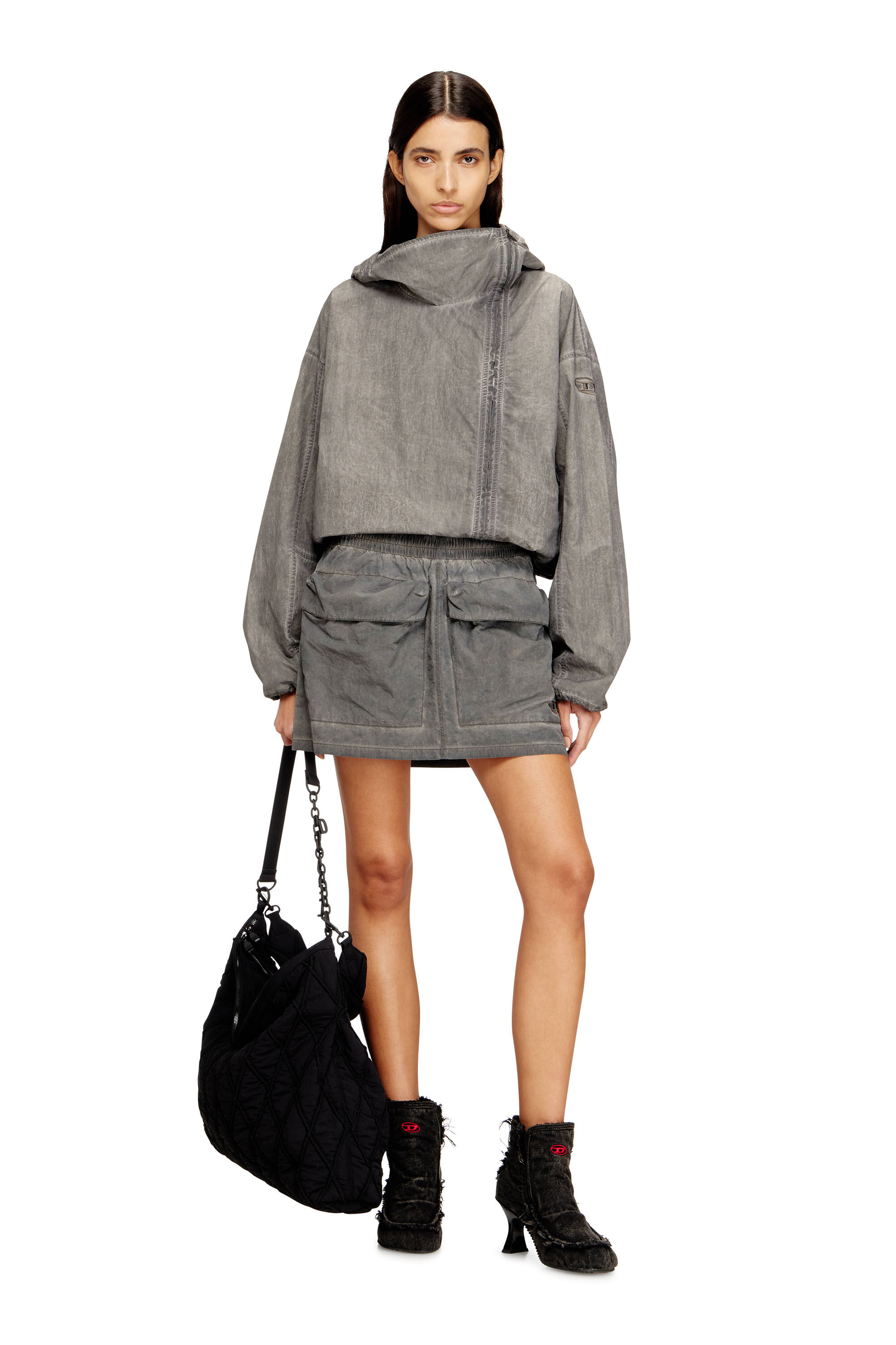 Diesel - O-CEAN-S1, Woman's Nylon mini skirt with maxi pouch pockets in null - 1