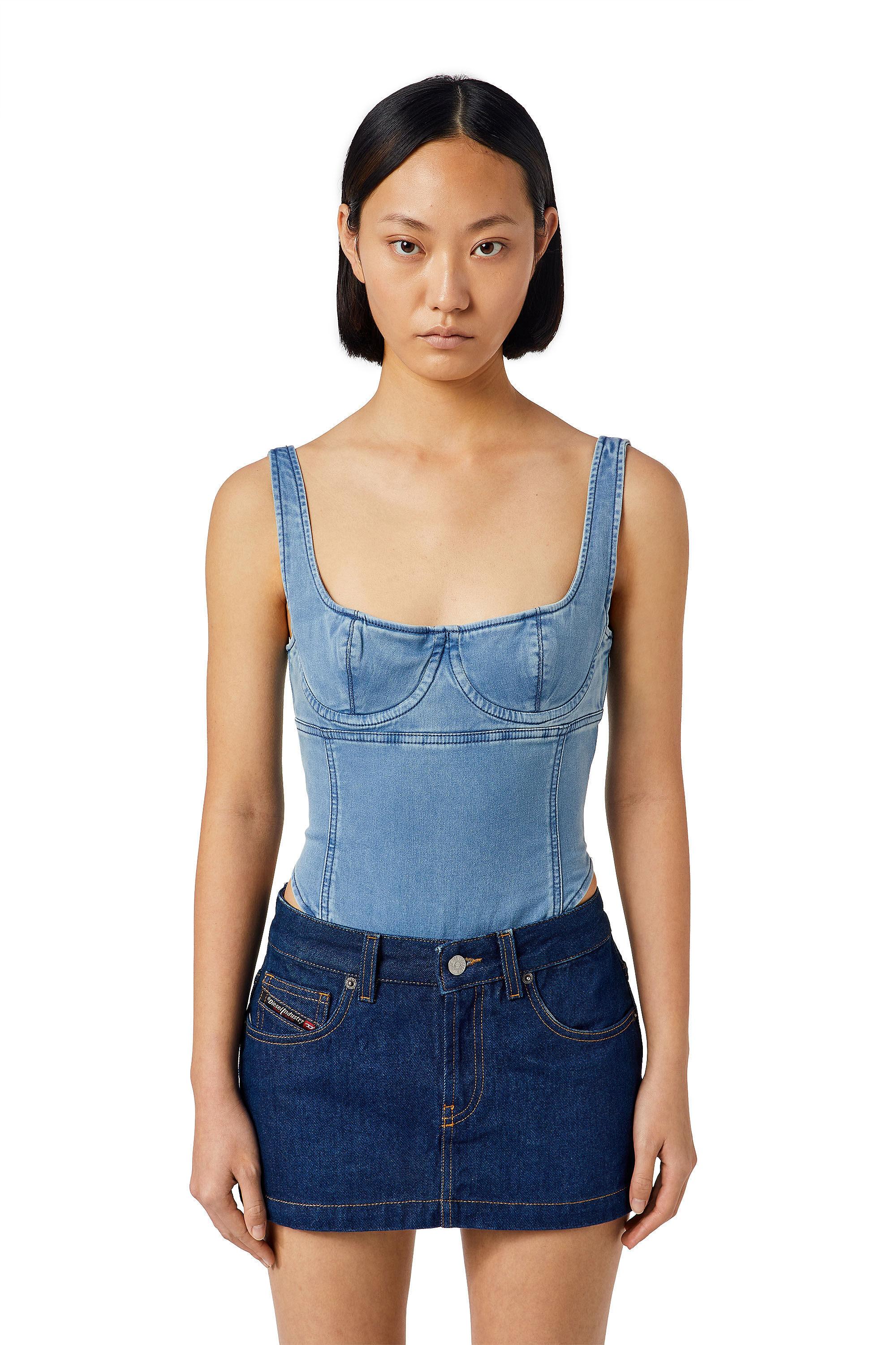 Diesel - D-GELLERT TRACK DENIM BODYSUIT, Light Blue - Image 3