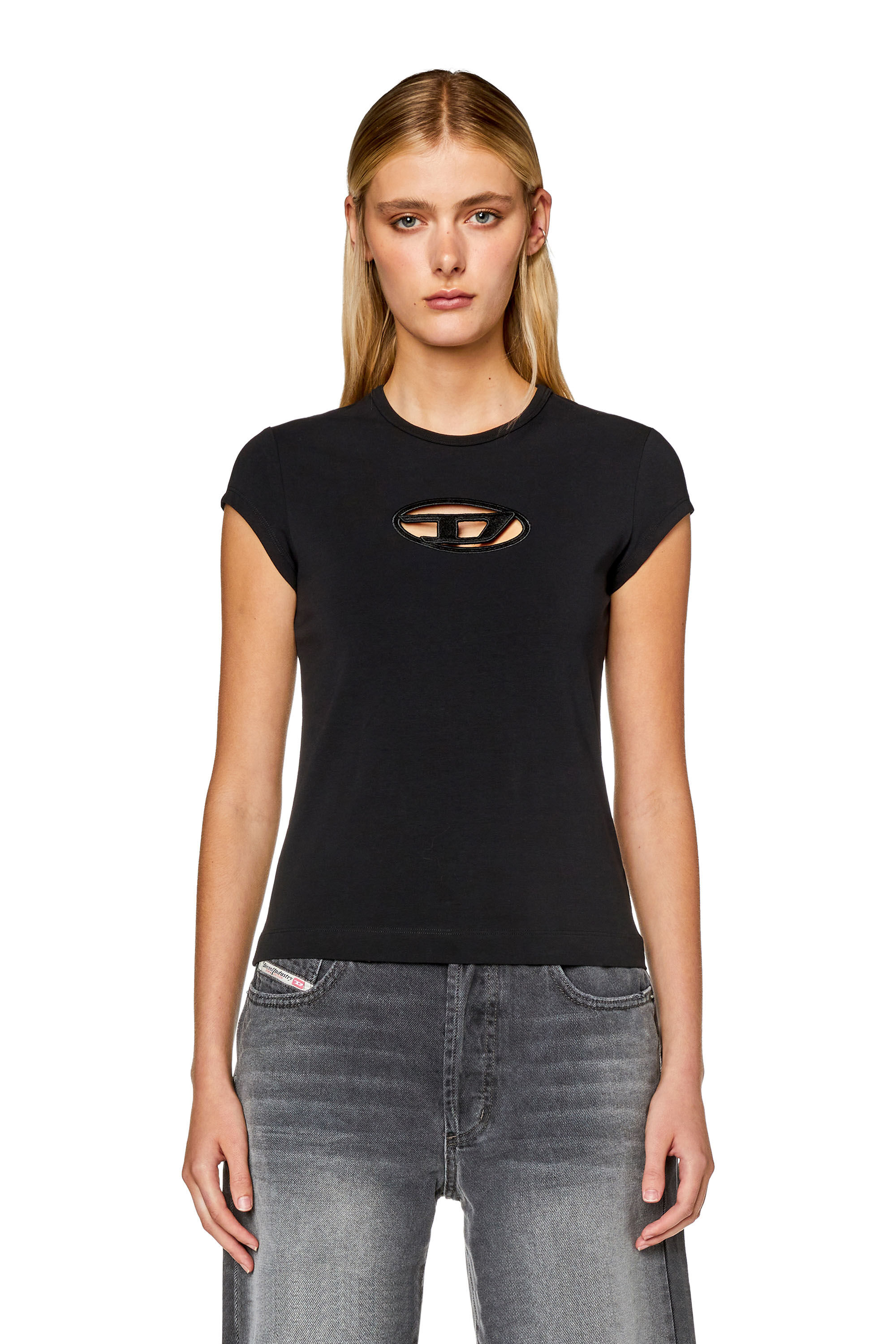 T-ANGIE Woman: Cotton T-shirt with cut-out D logo | Diesel T-ANGIE Woman: Cotton T-shirt with cut-out D logo | Diesel