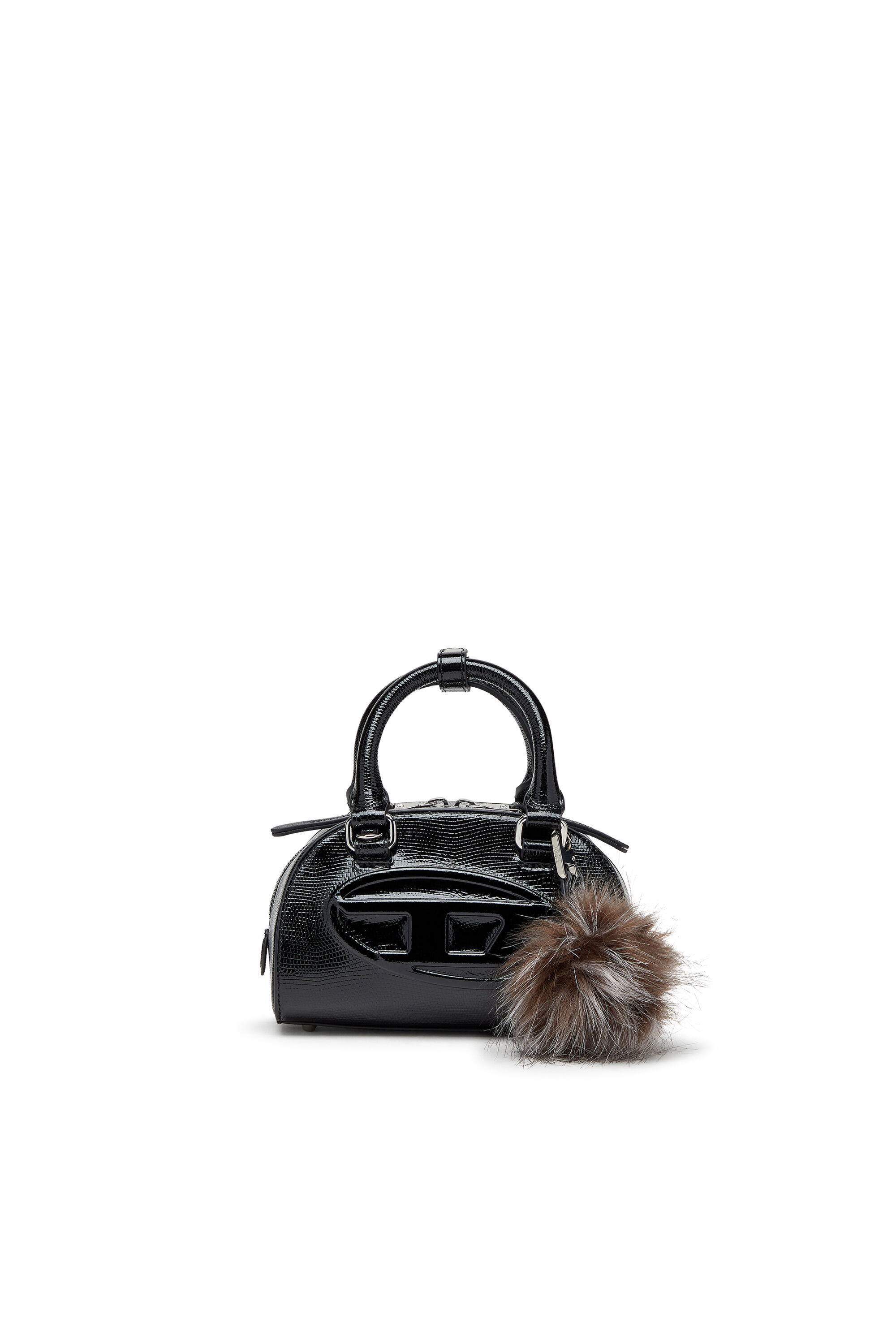 Diesel - 1DR DOME CROSSBODY, Woman's 1DR Dome-Mini bowling bag in embossed leather in Black - 2