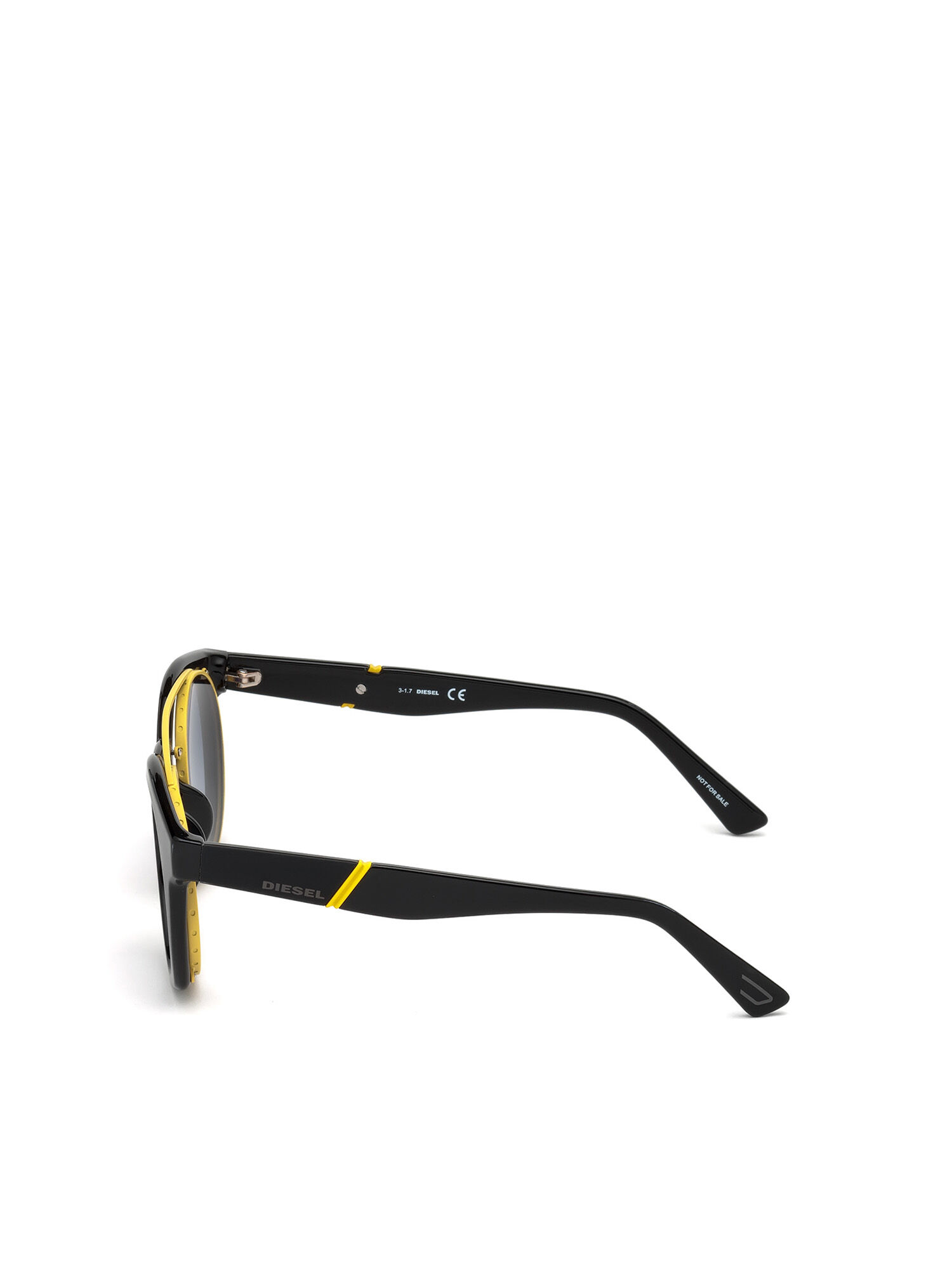 Diesel - DL0251, Unisex's Round shape eyewear with shiny clip-back in Black - 3