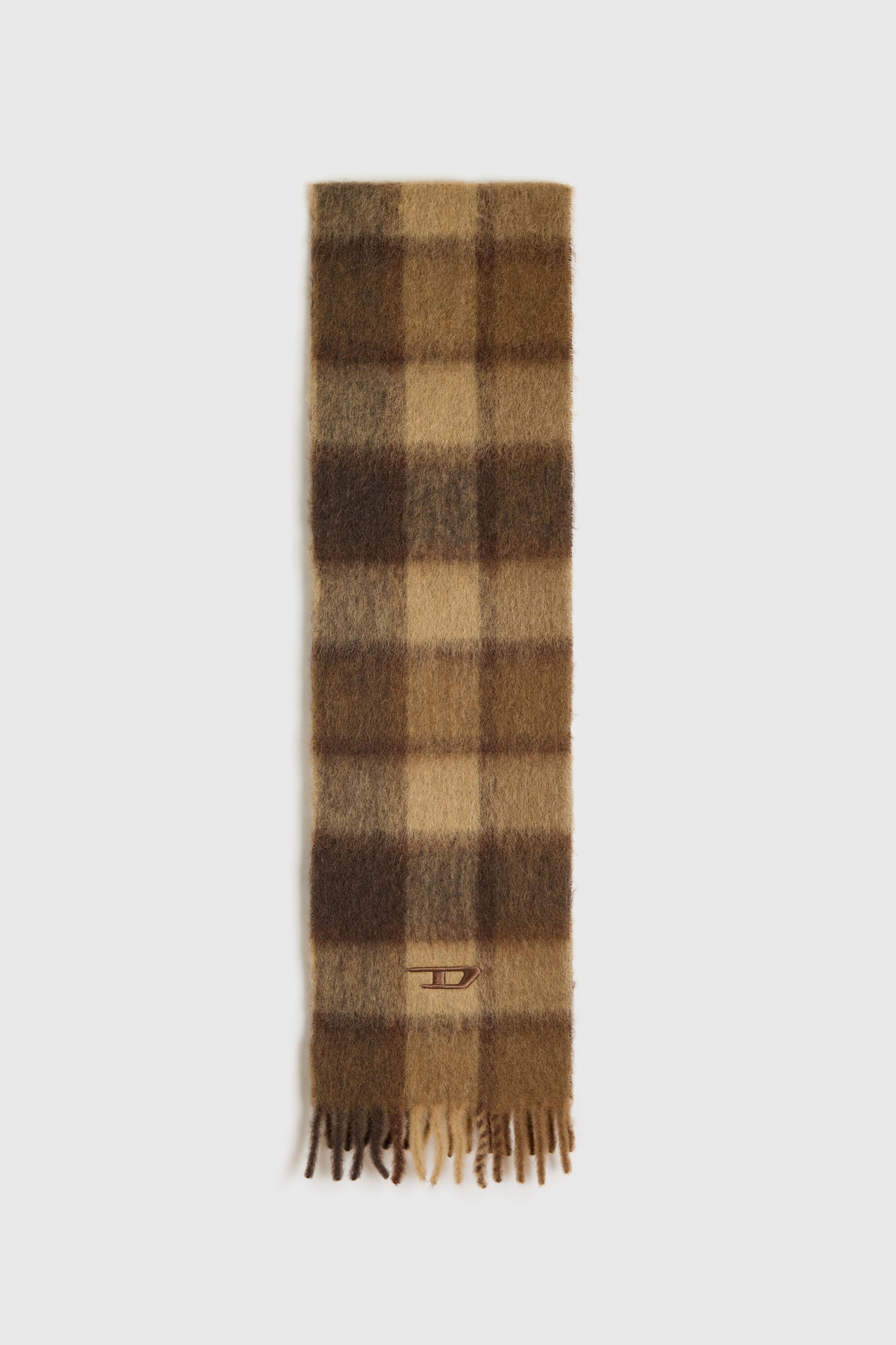 Diesel - S-IPON, Unisex's Check scarf in alpaca and mohair blend in Brown - 1
