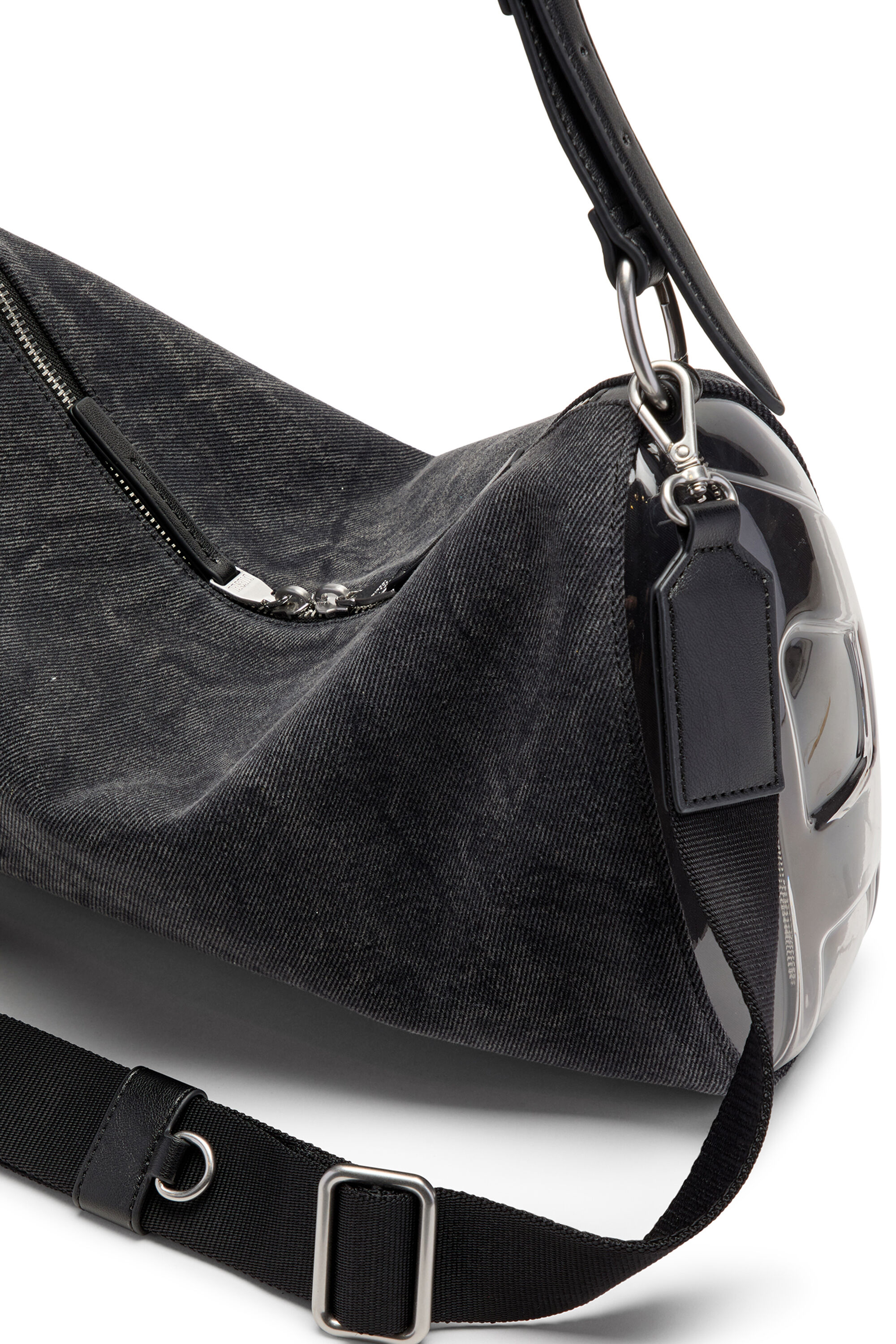 Diesel - LOAD-D SHOULDER BAG X, Unisex's Load-D-Shoulder bag with transparent Oval D sides in Black - 3