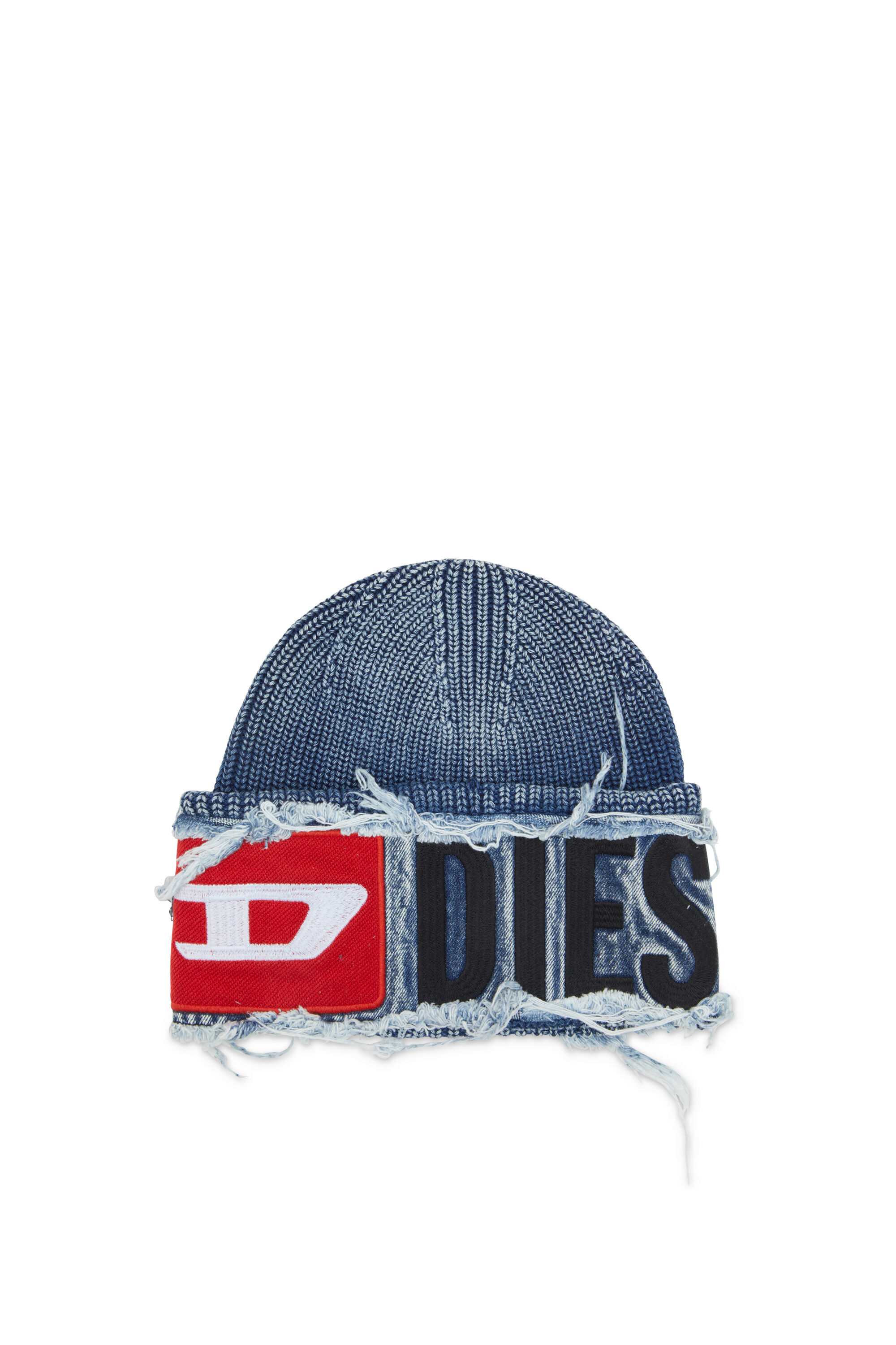 DIESEL K-FROK ニット帽 ダークブルー(美品) Women's Denim effect beanie with bold patch detail | Blue | Diesel