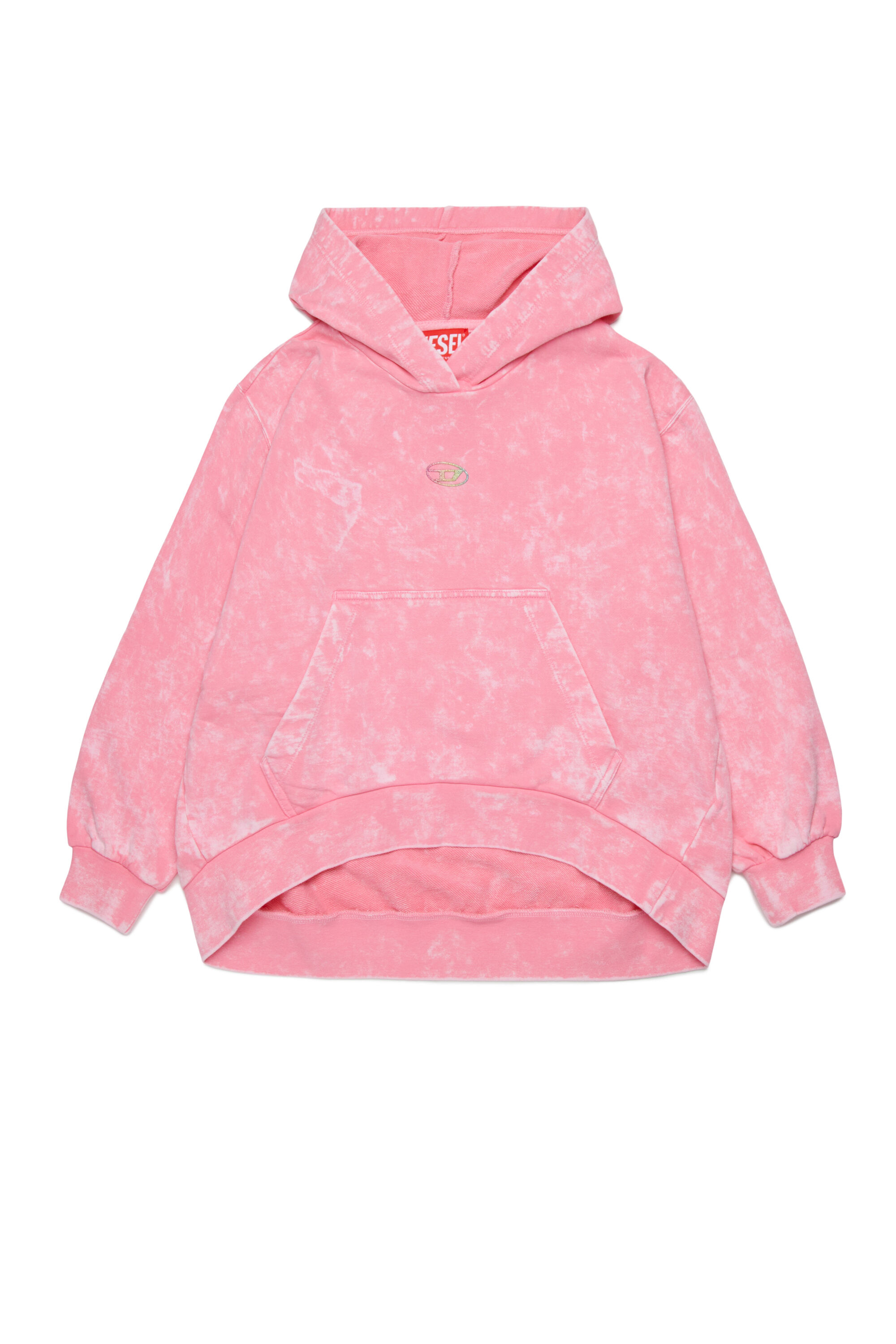 Diesel - SALIA, Woman's Hoodie in cotton with washed effect in Pink - 1
