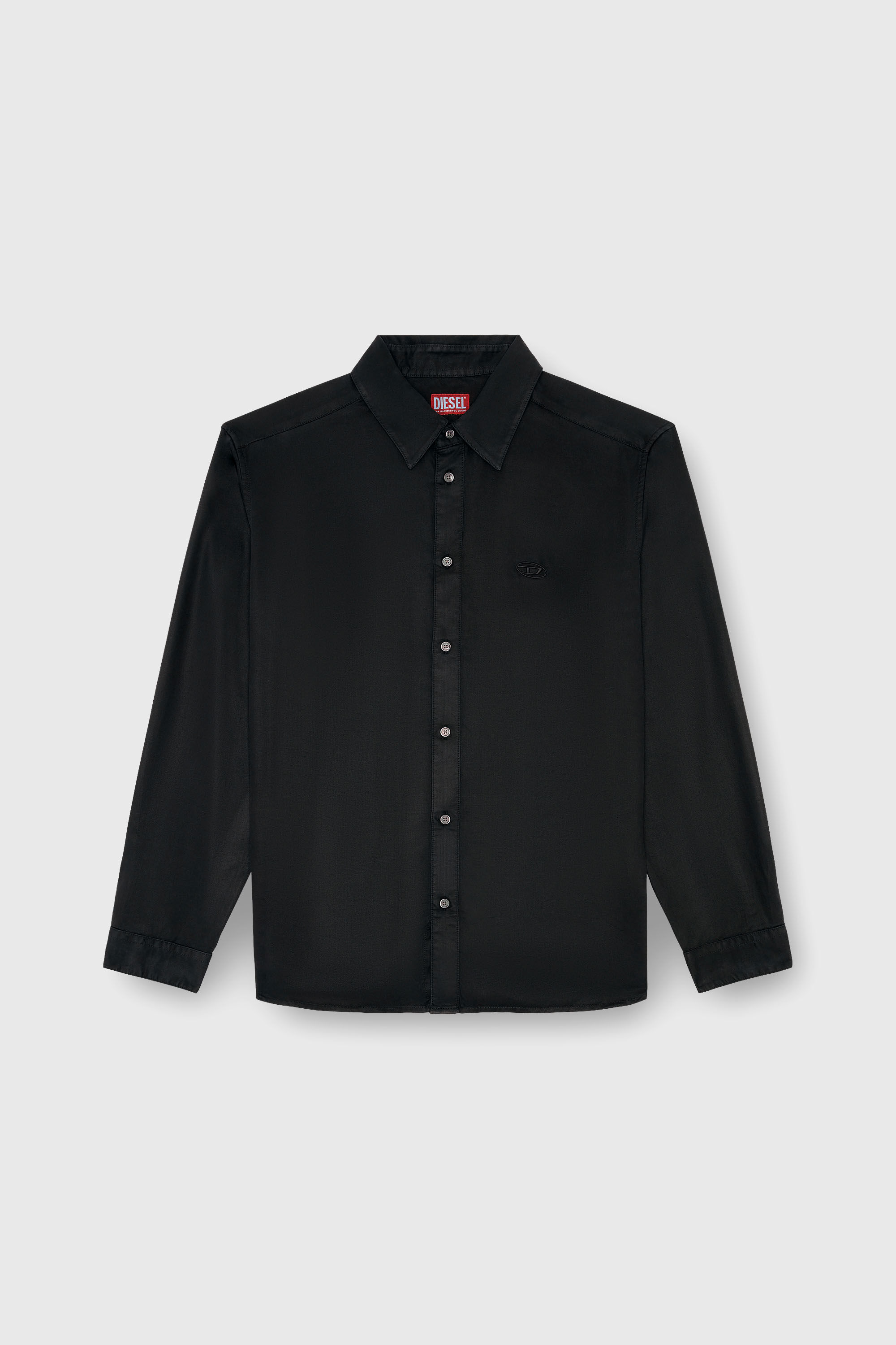 Diesel - S-SIMPLY-C, Man's Fluid shirt with logo embroidery in Black - 2